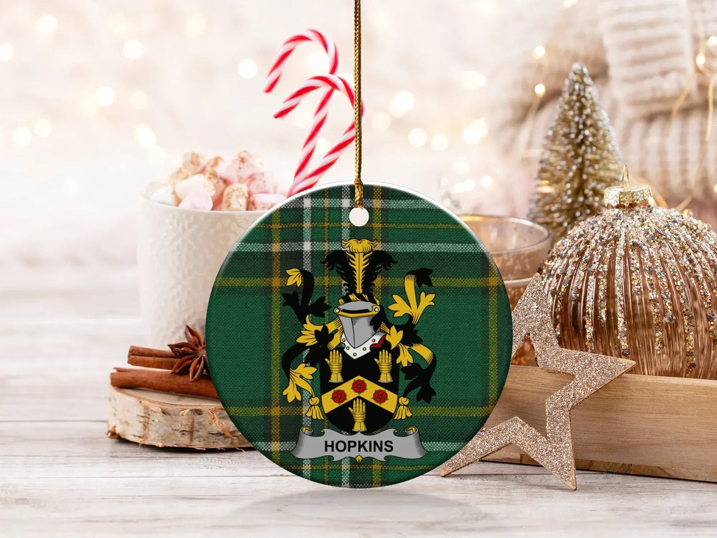 Holiday Cheer Scottish Tartan Hopkins Ornament product