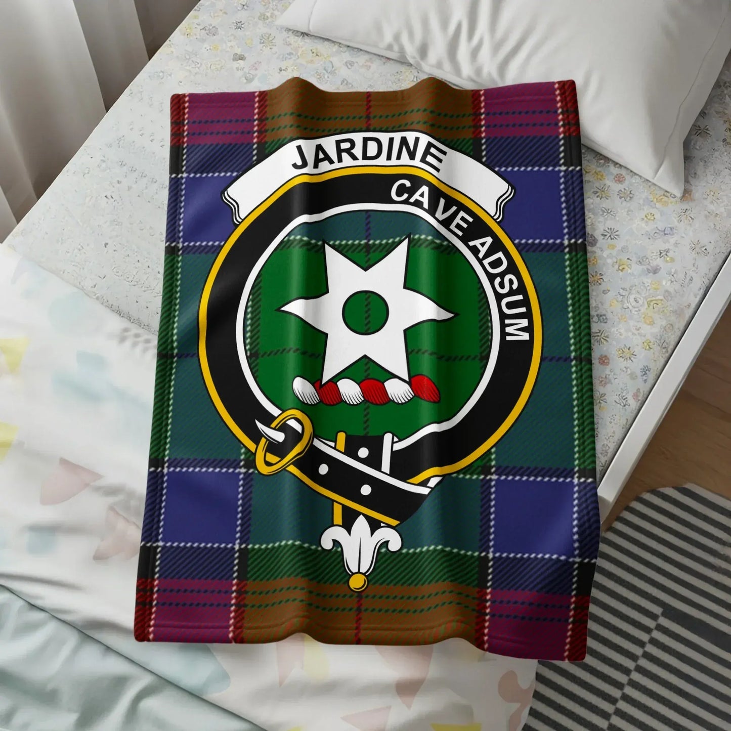 Jardine Cave Adsum Crest Tartan Blanket product type