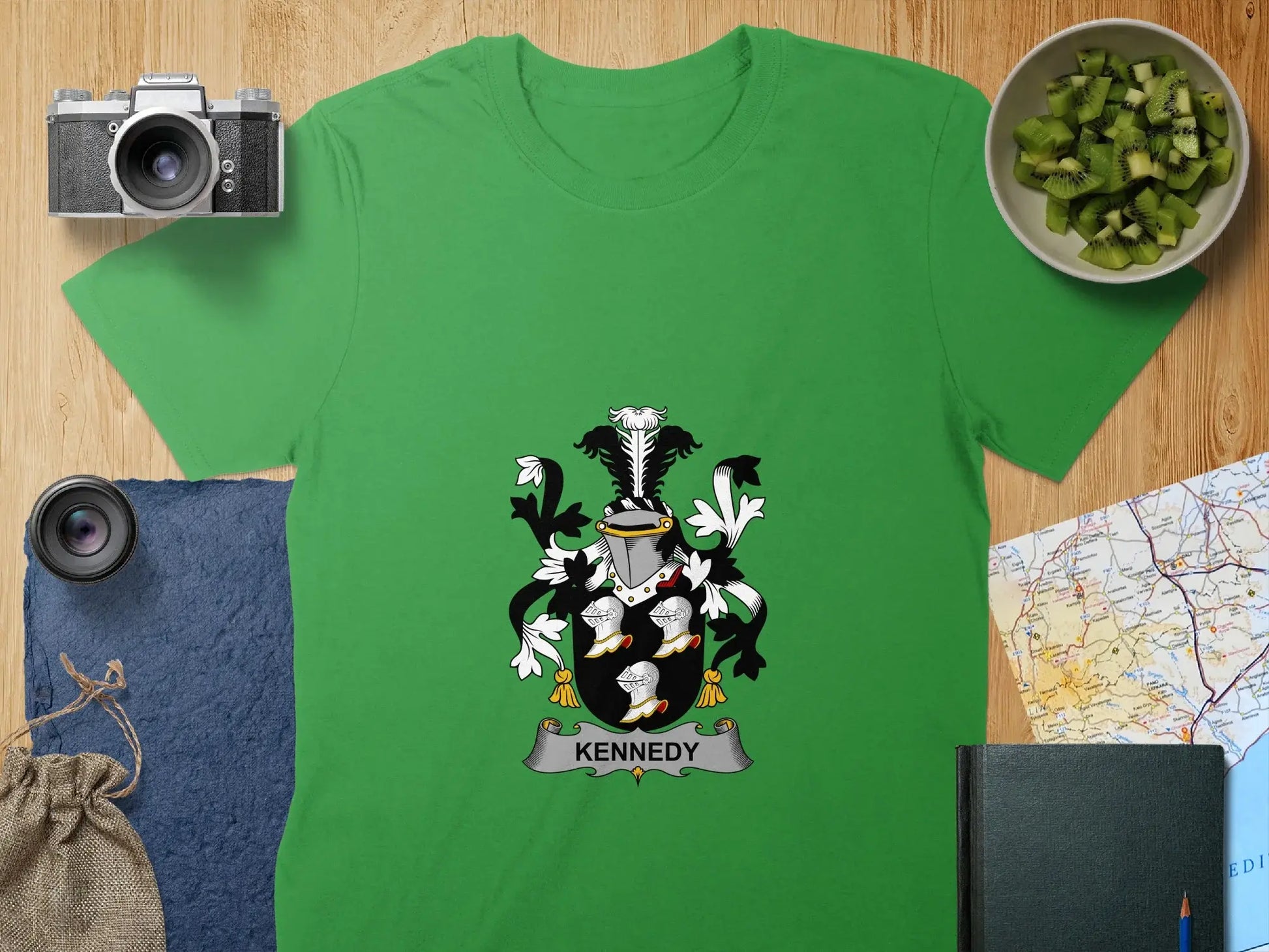 Kennedy Family Crest Design Green T-Shirt