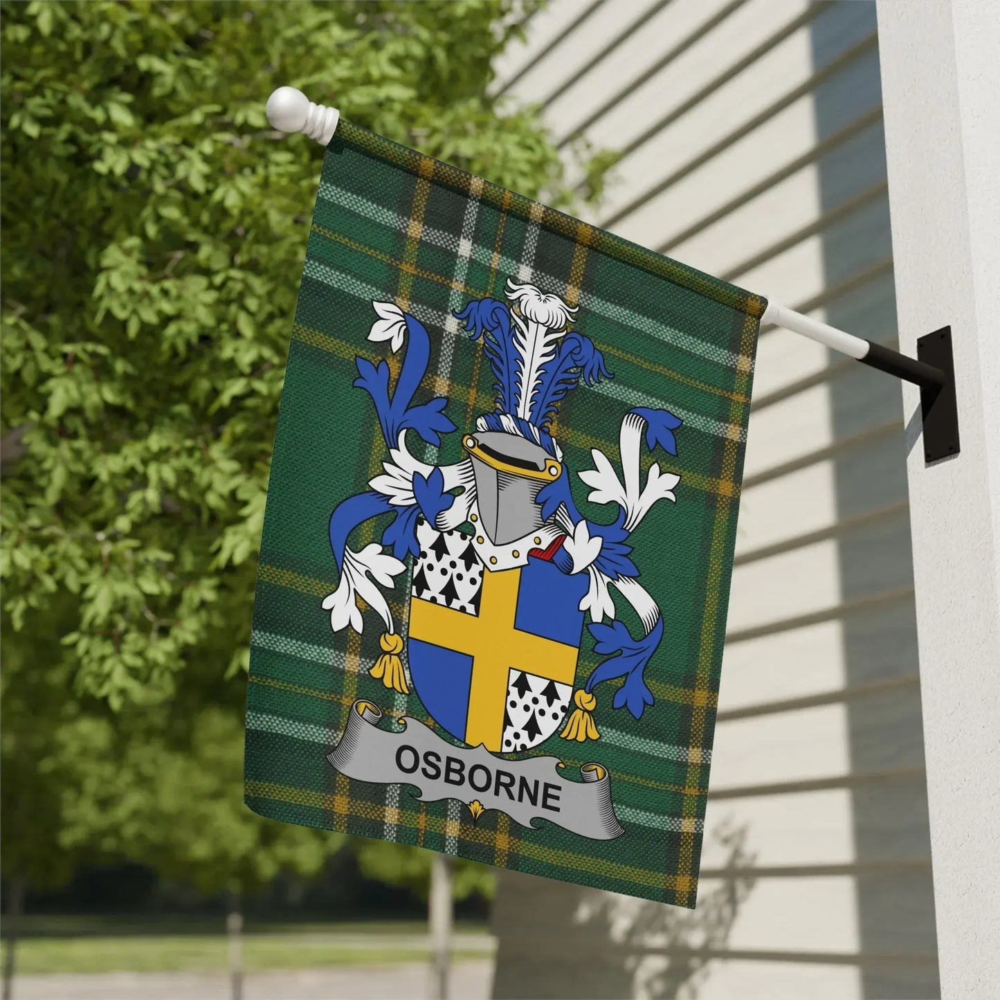 Osborne Family Coat of Arms Plaid House Flag product type