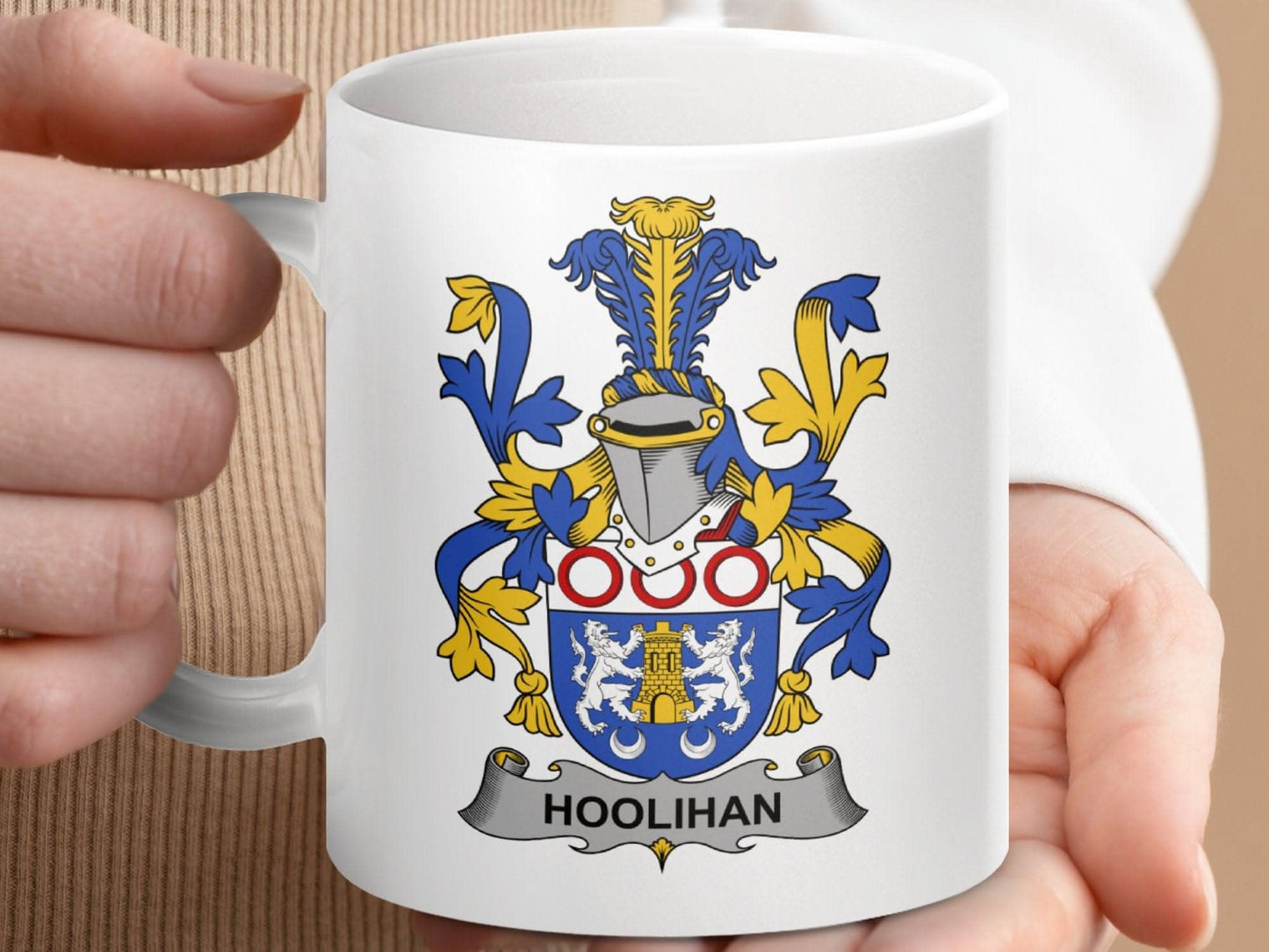 Hoolihan Surname Irish Coat Arms Family Crest Gift Mug - Celtic Ancestry Gifts