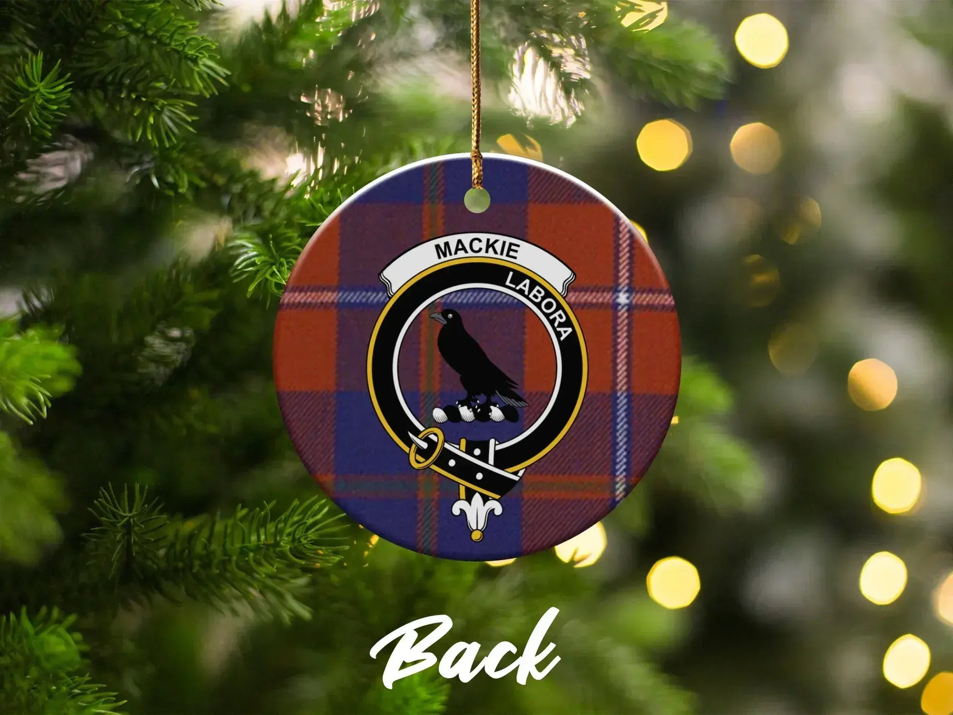 Mackie Labora Plaid Crest Christmas Ornament product