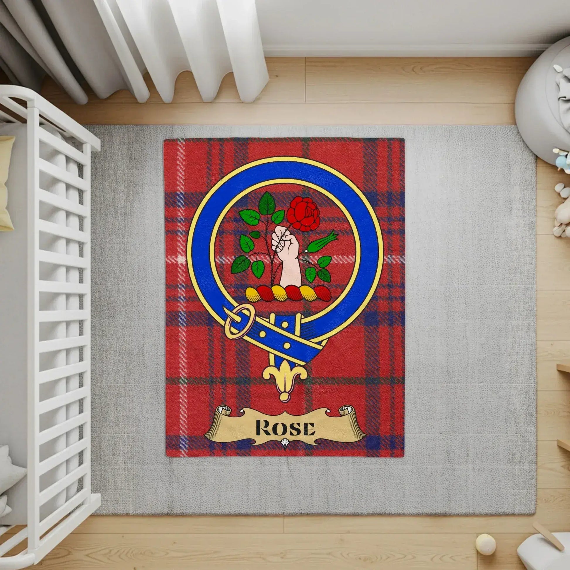 Scottish Clan Rose Crest Family Tartan Rug Home product