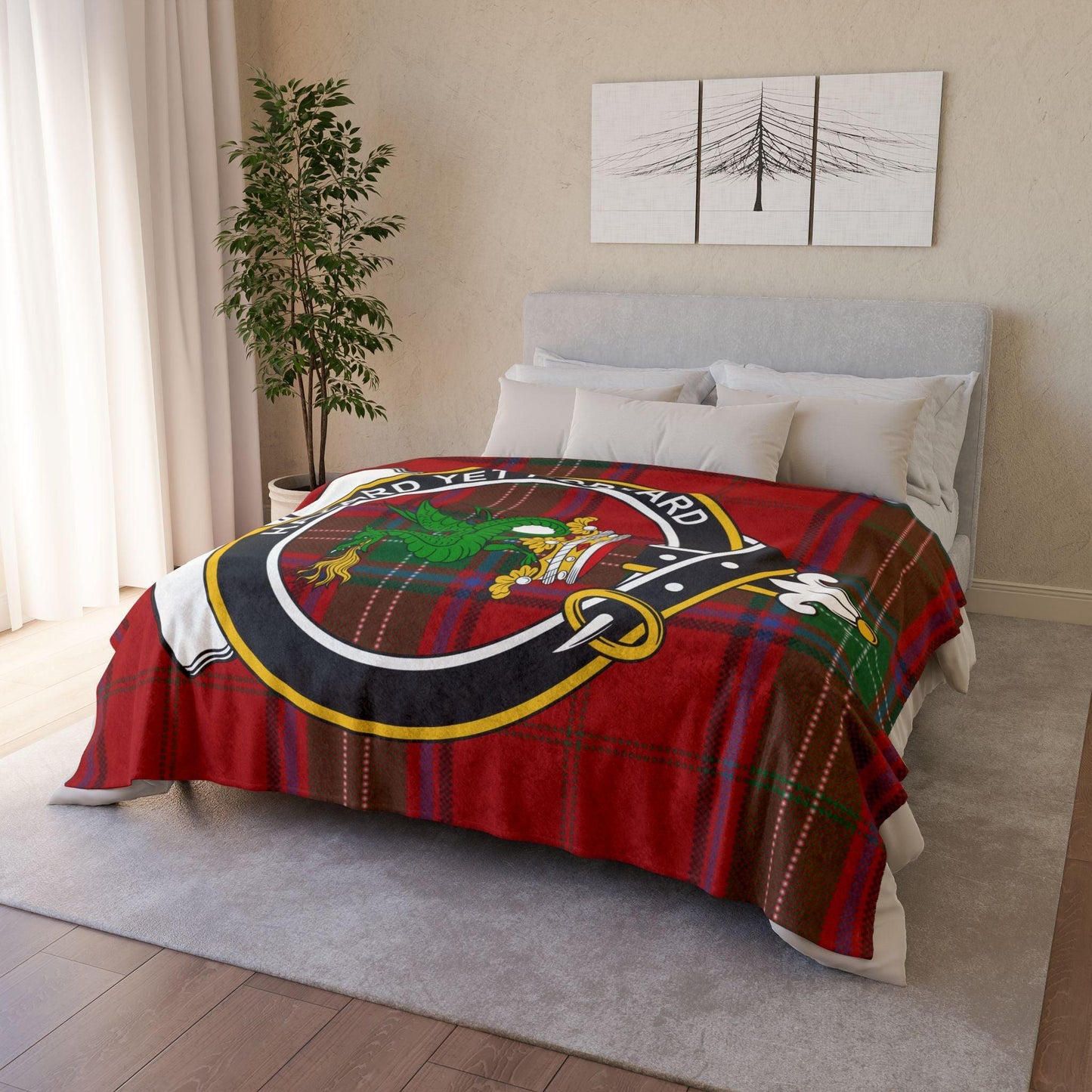 Seton Clan Tartan Blanket – Scottish Crest Throw
