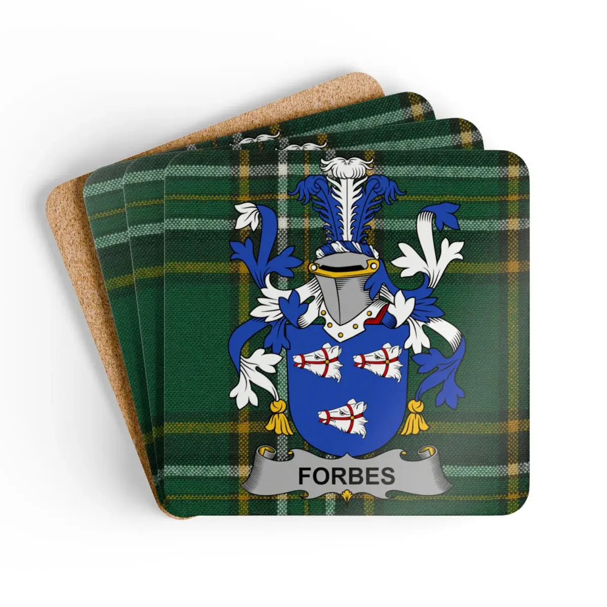 Forbes Family Crest Green Tartan Coaster product