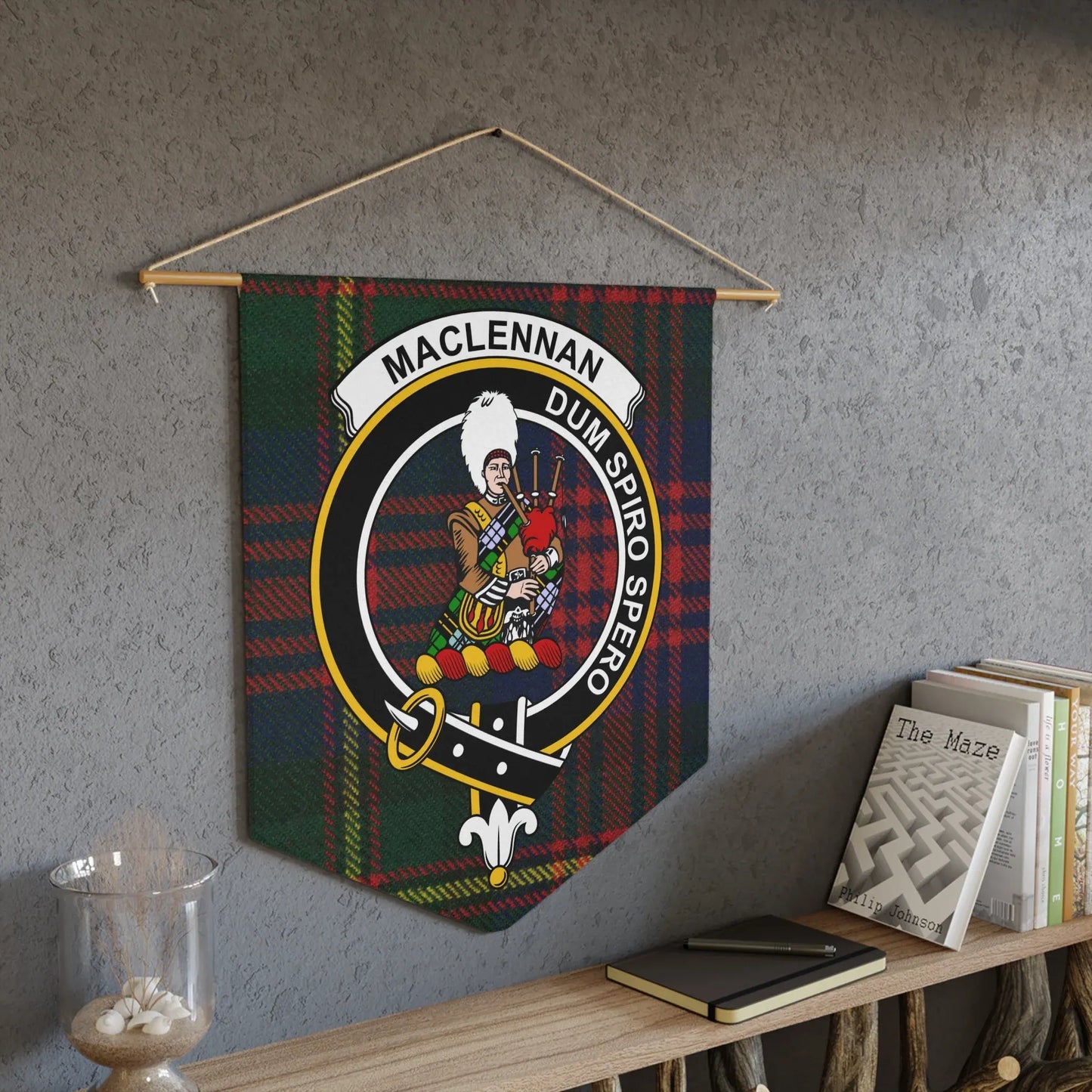 MacLennan Dum Spiro Spero Plaid Crest Wall Banner product