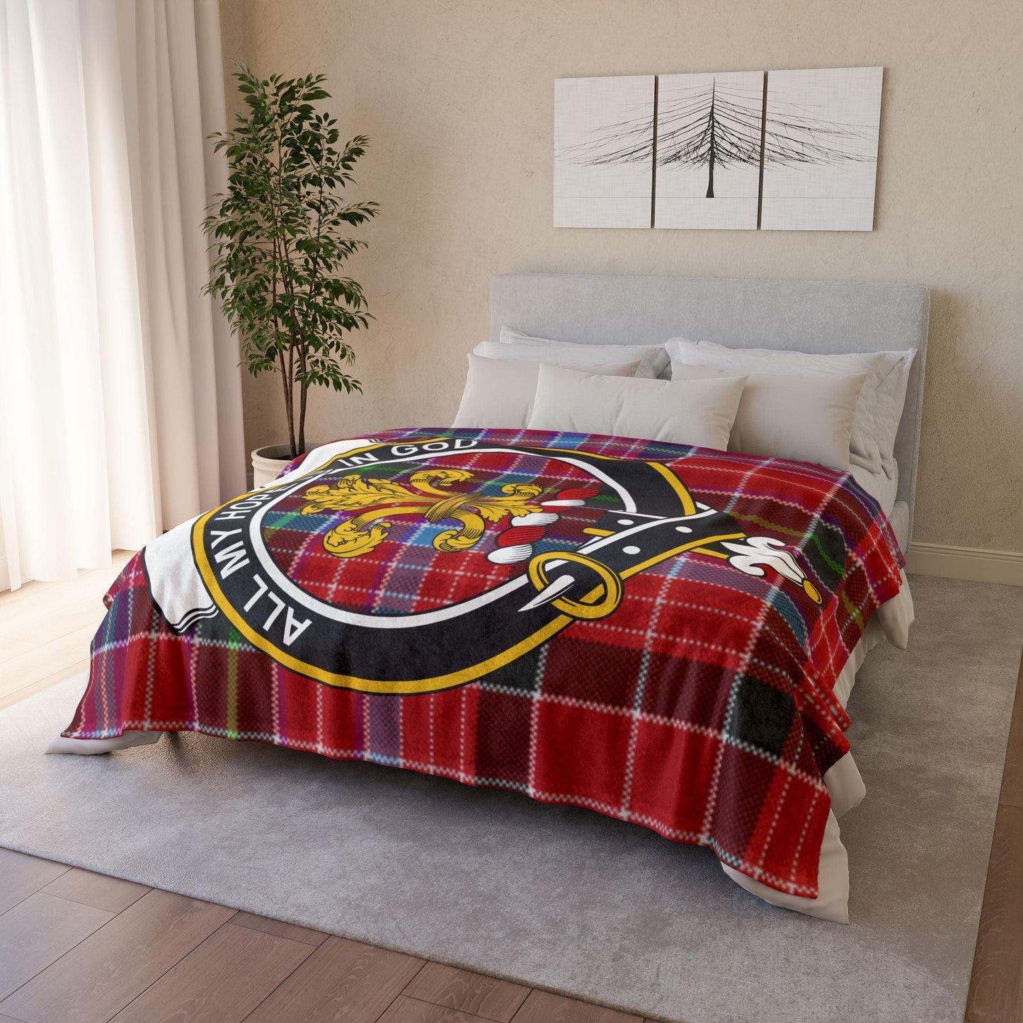 Udny Clan Tartan Blanket – Scottish Crest Throw