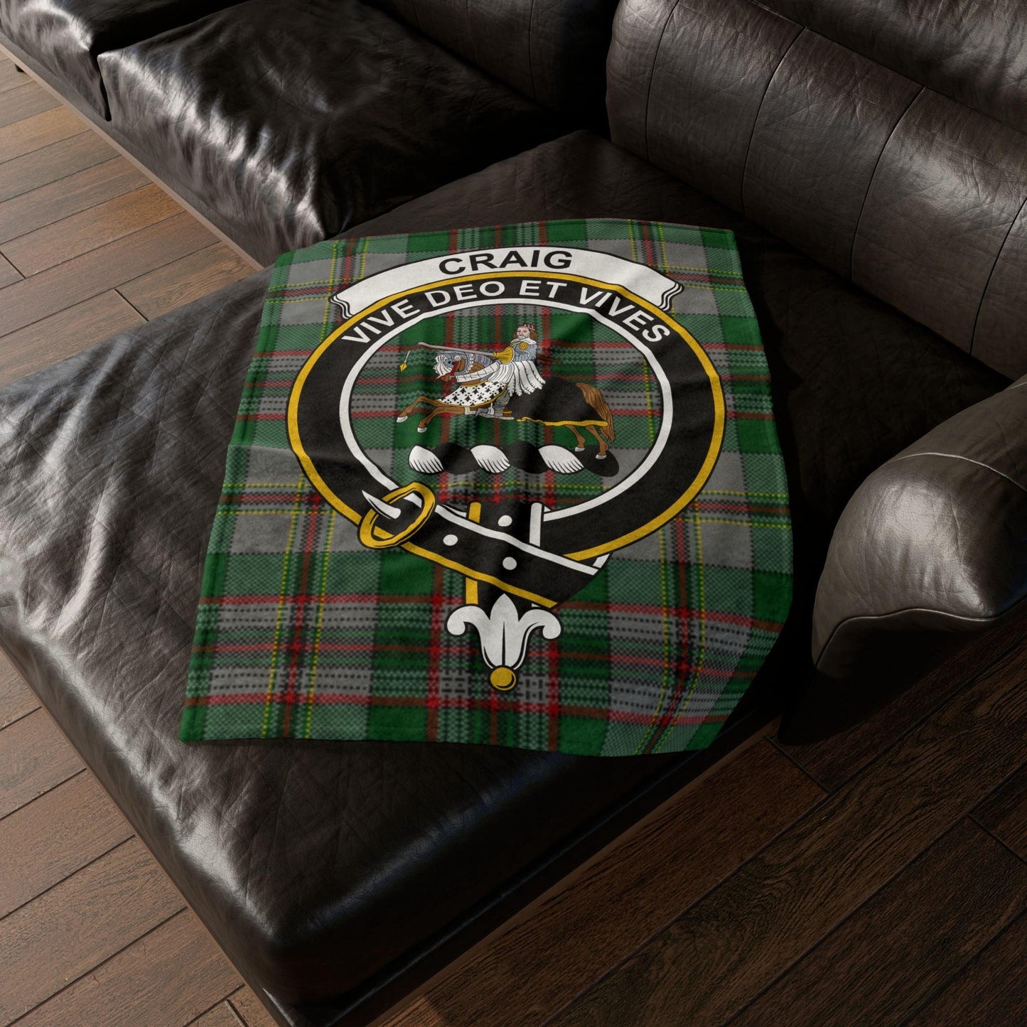 Craig Clan Crest Scottish Tartan Blanket