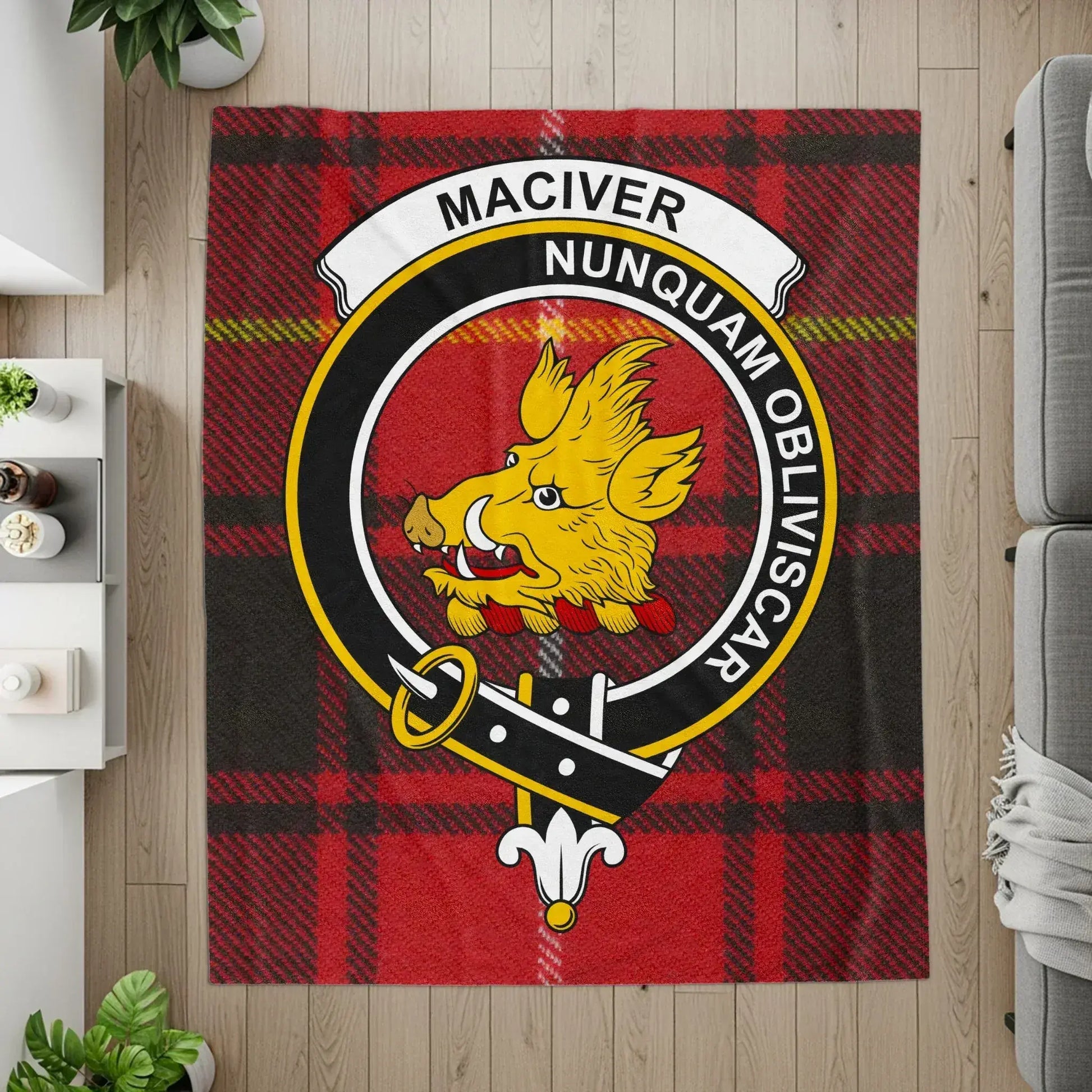 MacIver Clan Crest Tartan Throw Blanket product