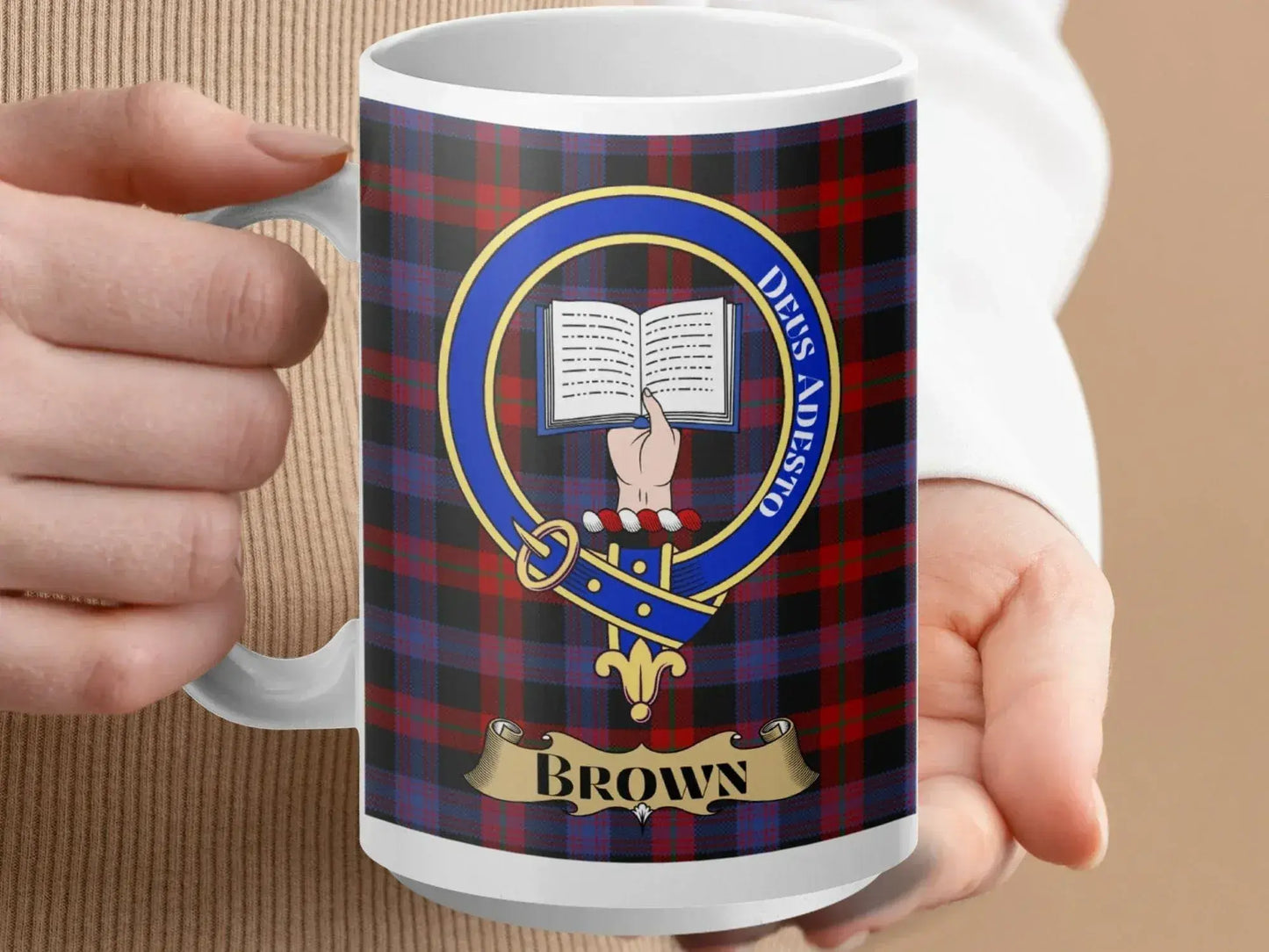 Personalized Brown Clan Tartan Mug Custom Product