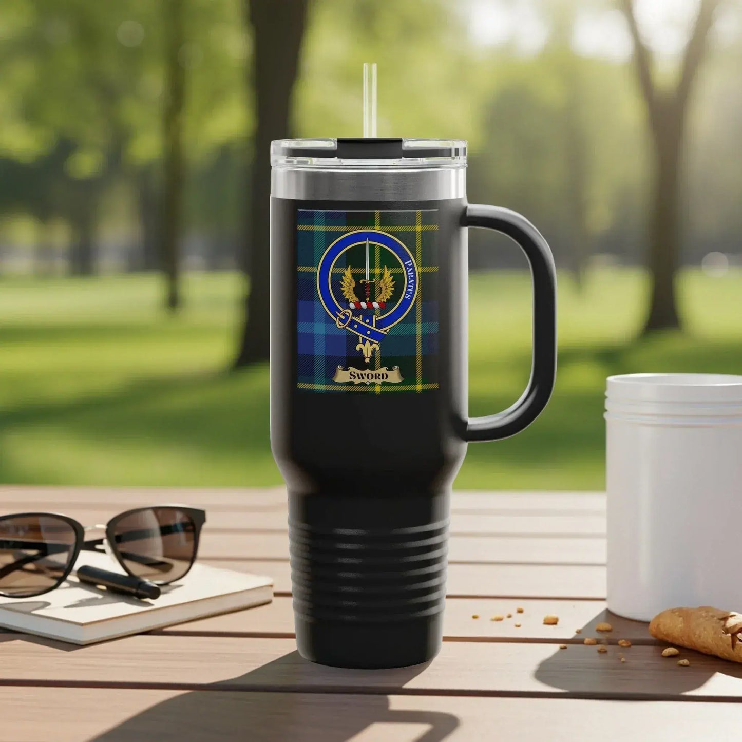 Stylish Black Travel Tumbler with Scottish Emblem product