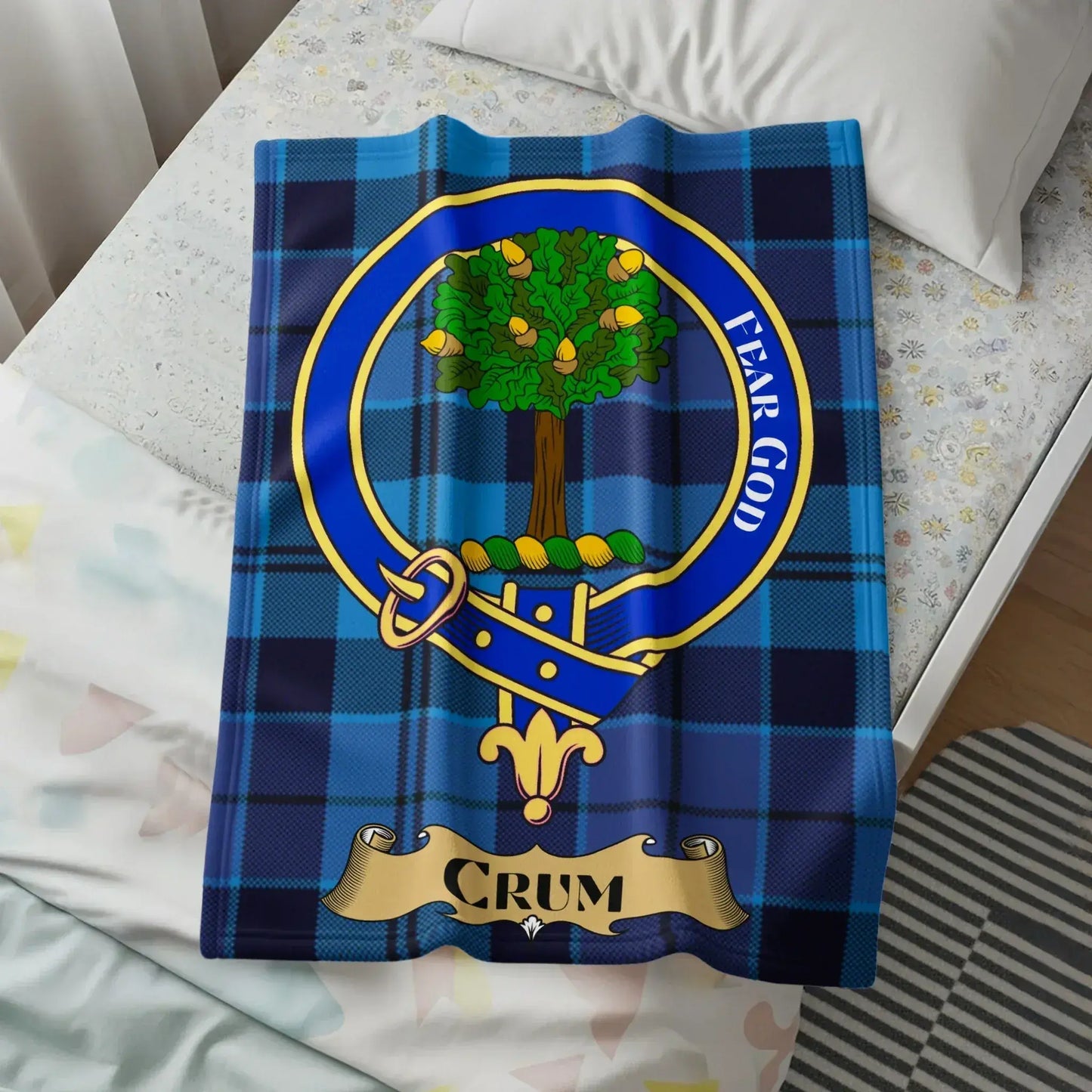Fear God Tree Emblem Plaid Blue Custom Blanket product