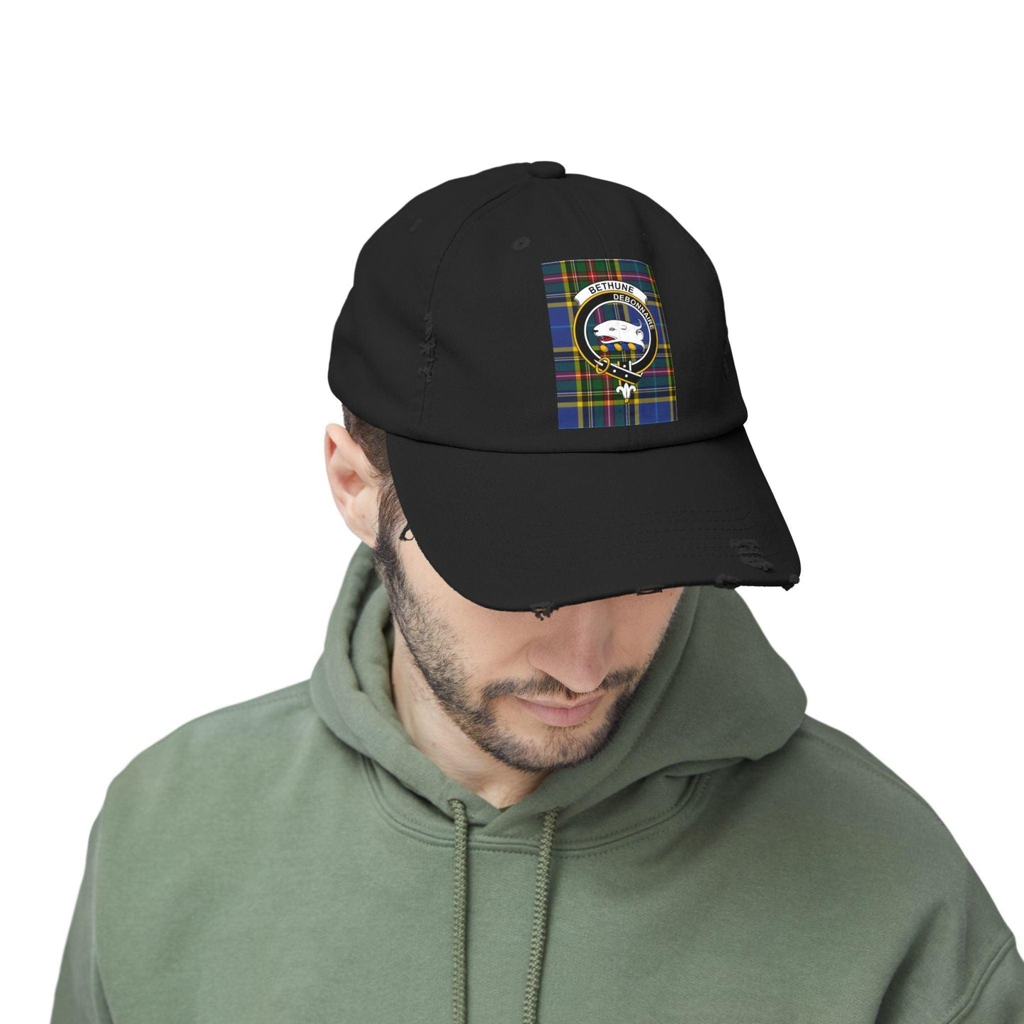 Bethune Crest Plaid Design Baseball Cap - Celtic Ancestry Gifts