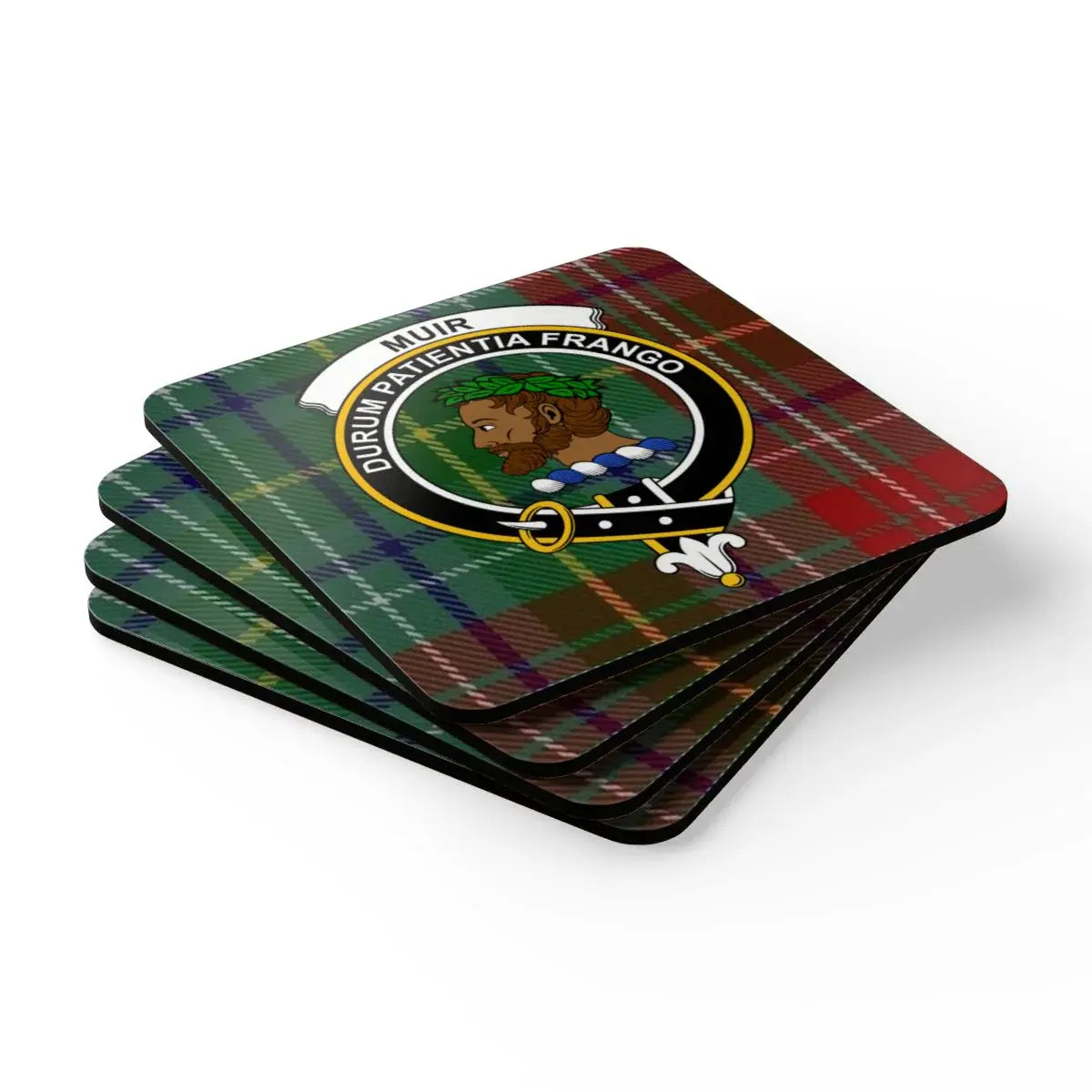Muir Family Crest Tartan Printed Coaster Set product type