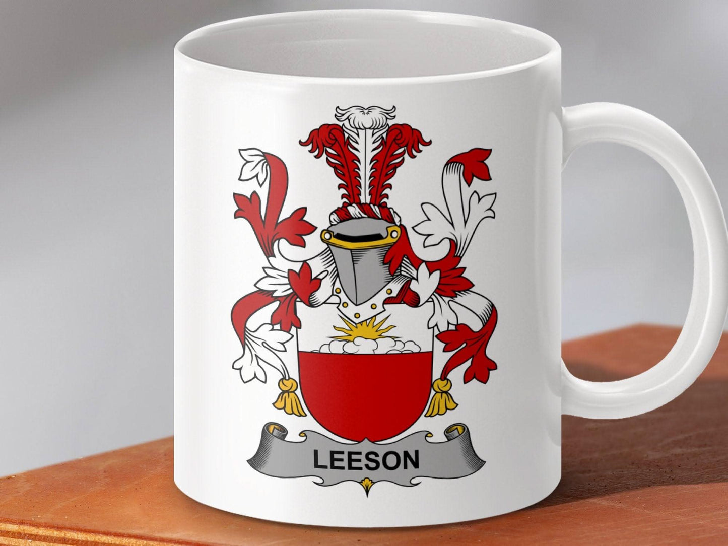 Leeson Irish Surname Family Crest Heritage Graphic 11oz mug - Celtic Ancestry Gifts