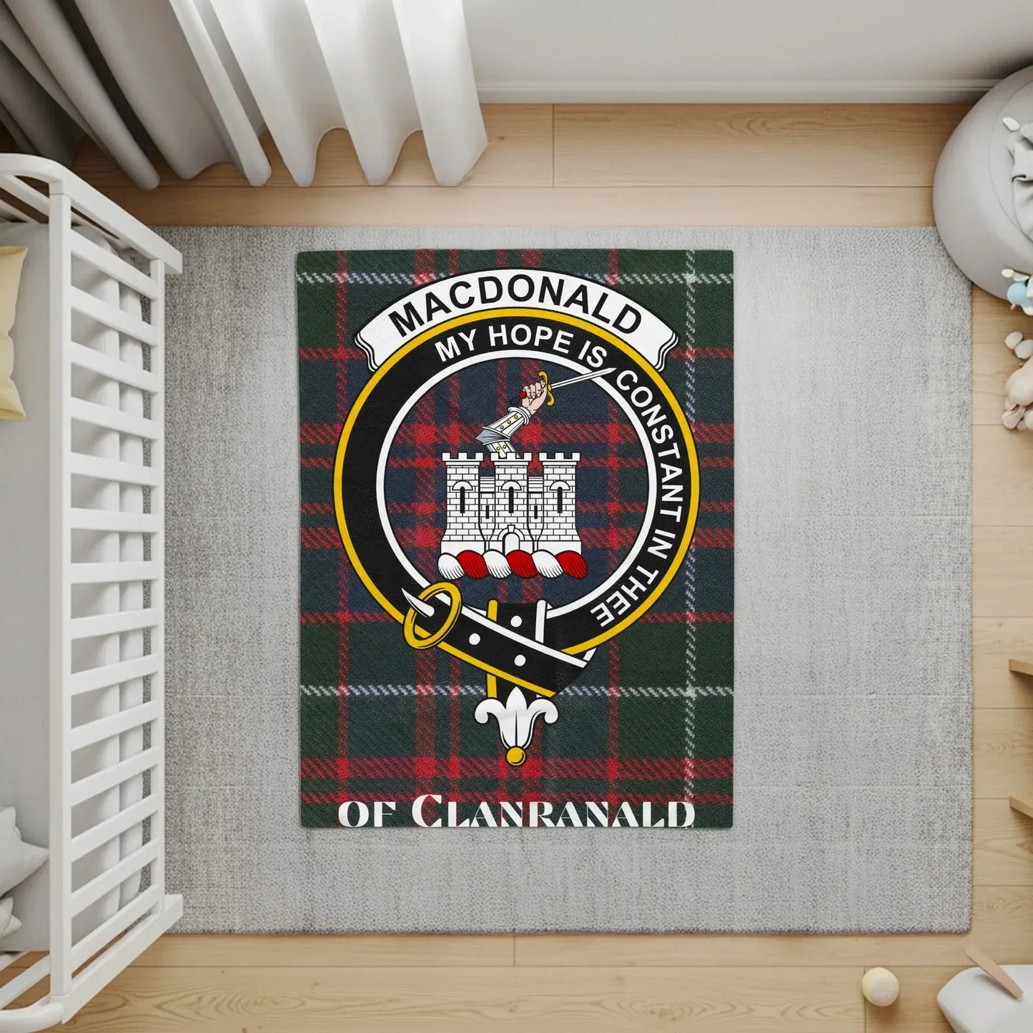 Macdonald of Clanranald Tartan Crest Rug product