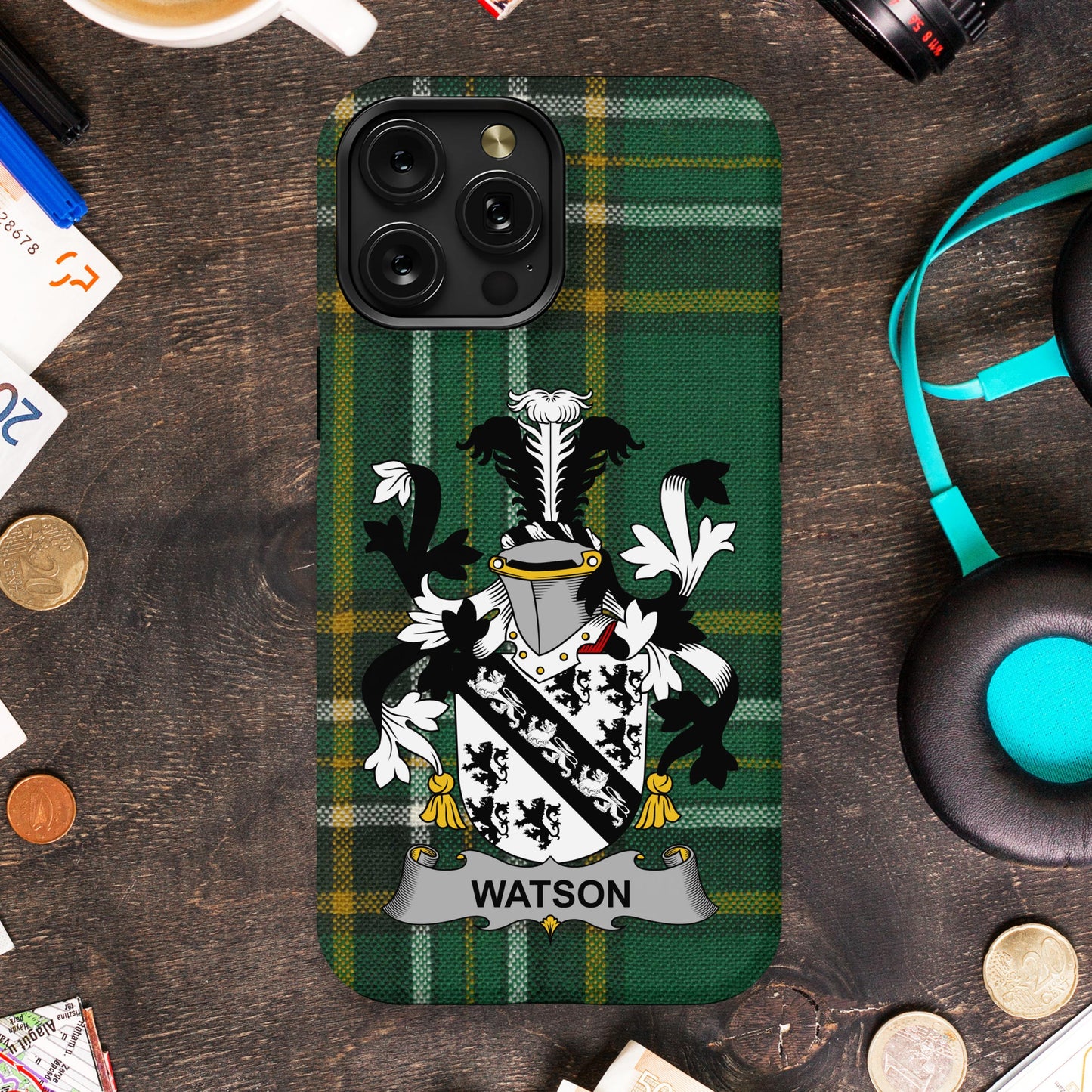 Green Plaid Family Crest Design Phone Case product