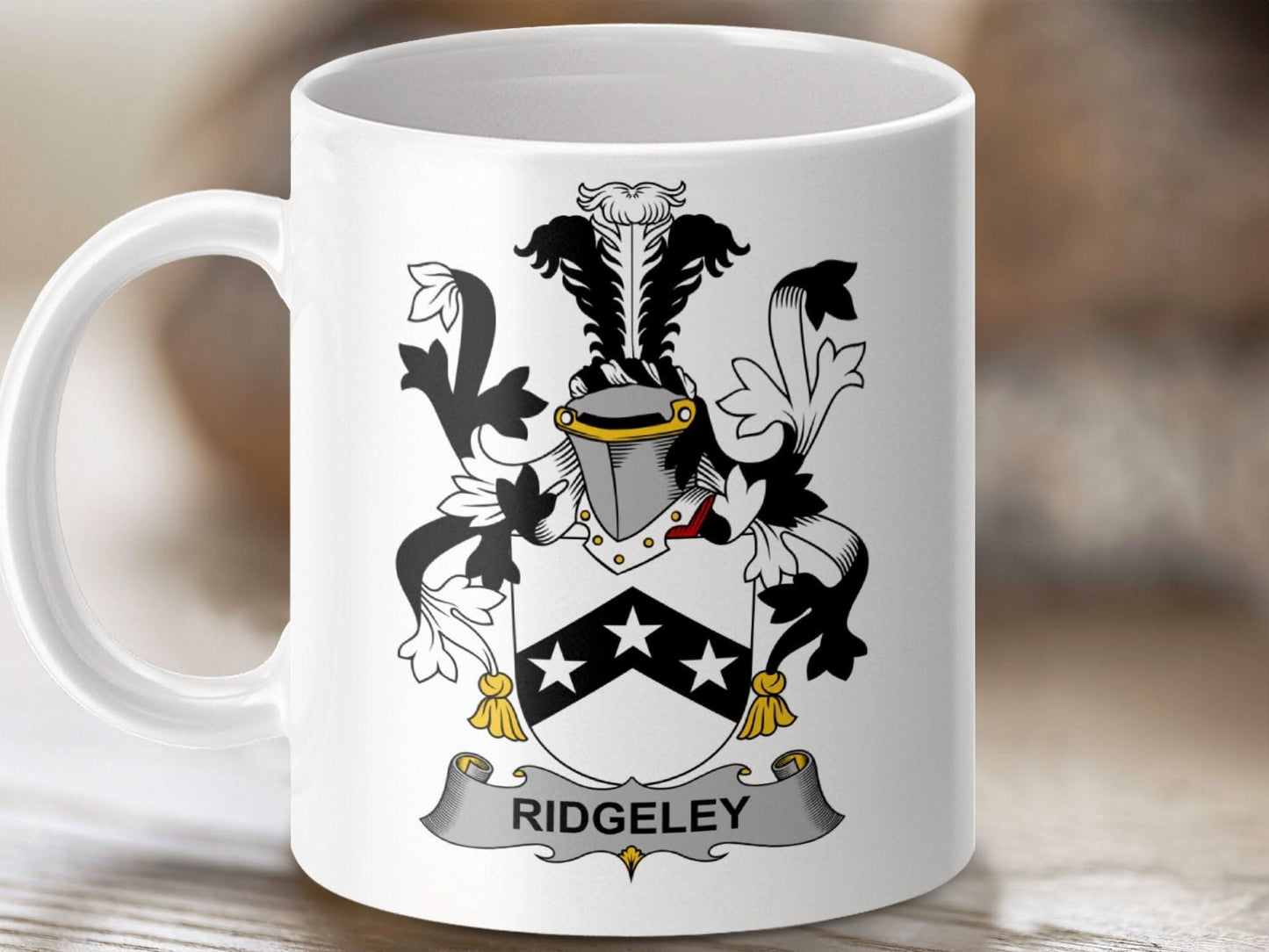 Ridgeley Family Crest Coat of Arms Mug - Celtic Ancestry Gifts
