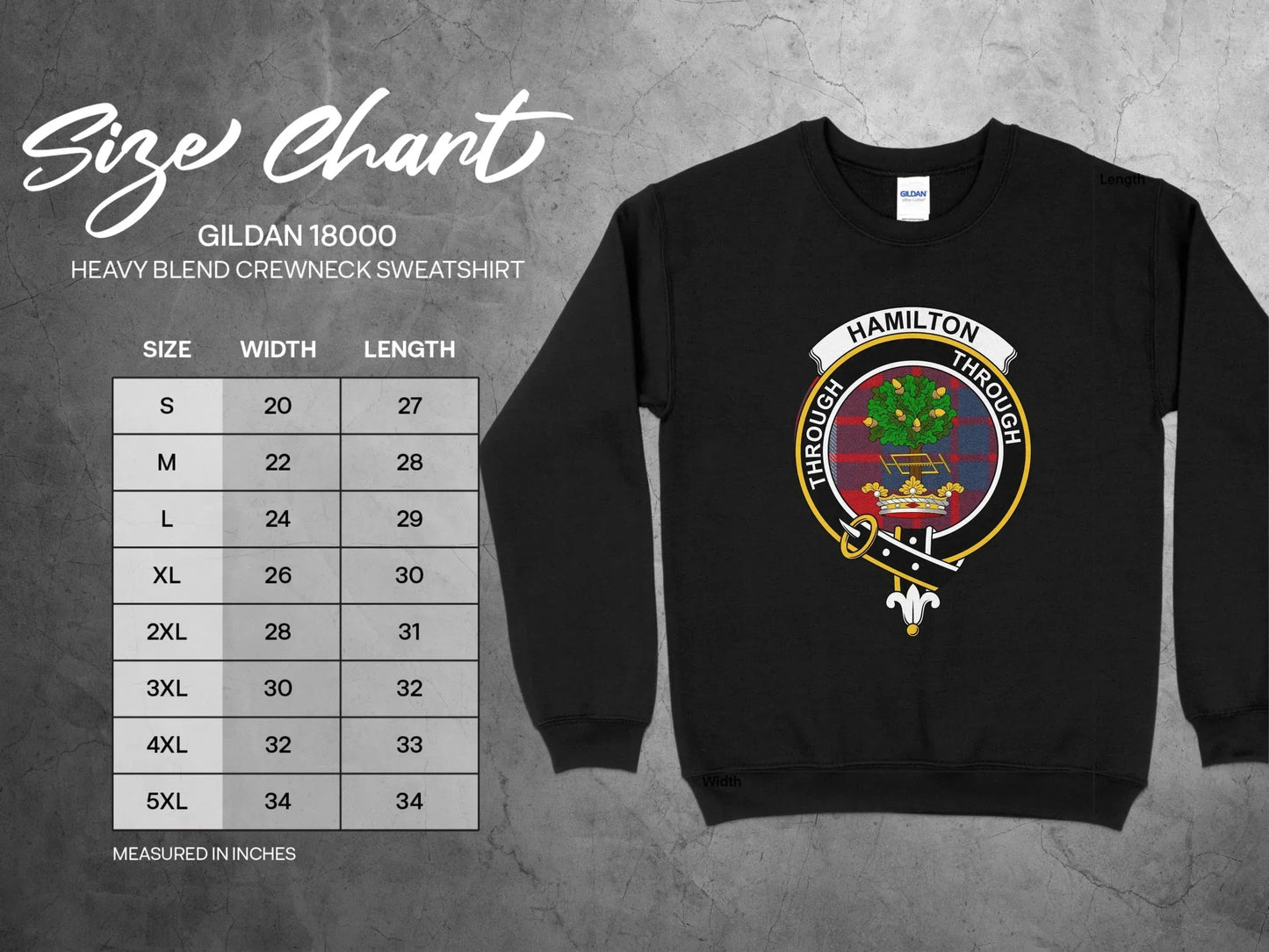 Hamilton Sweatshirt Through Size Chart Product