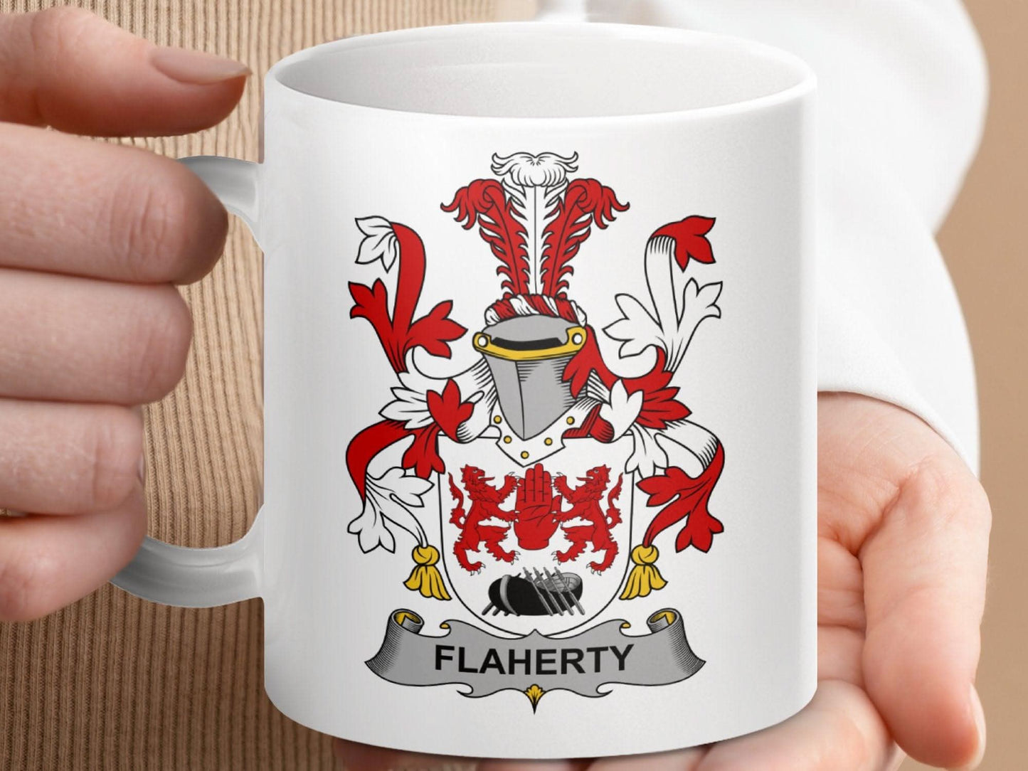 Flaherty Surname Irish Family Crest Mug - Celtic Ancestry Gifts
