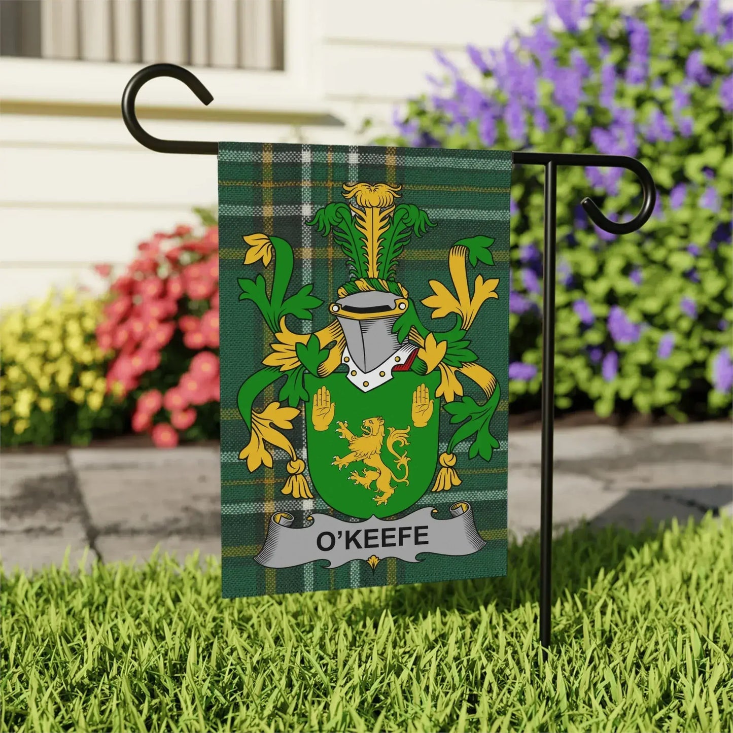 Vibrant O'Keefe Family Crest Garden Flag product type