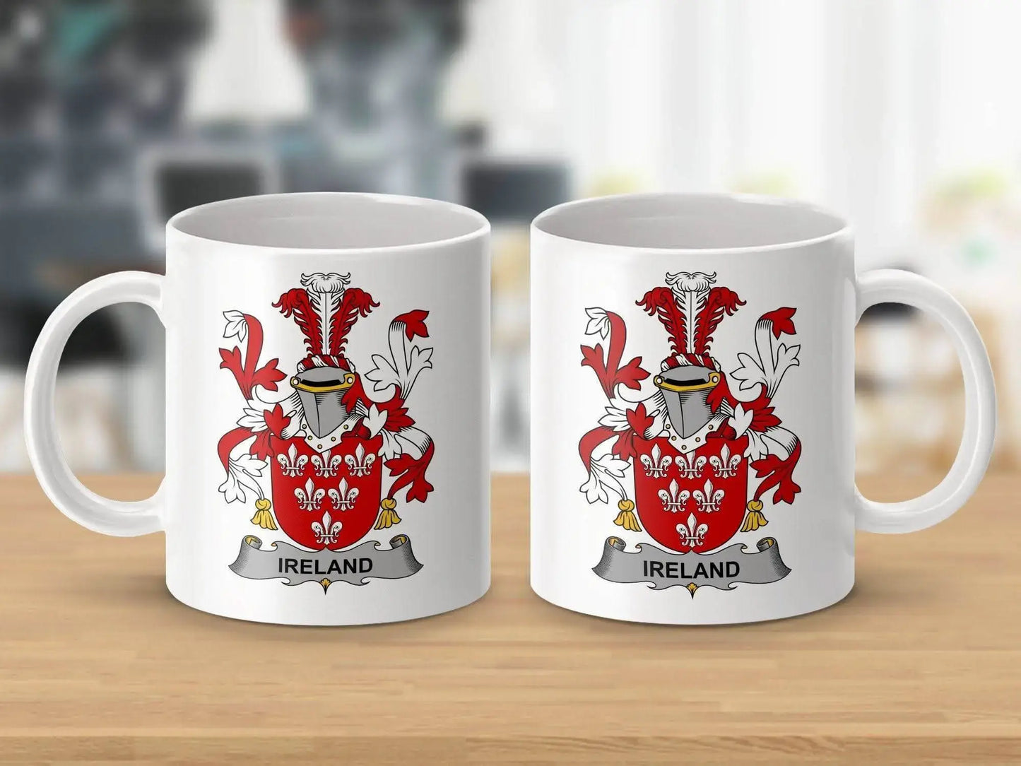 Ireland Surname Irish Coat Arms Family Crest Novelty Mug - Celtic Ancestry Gifts