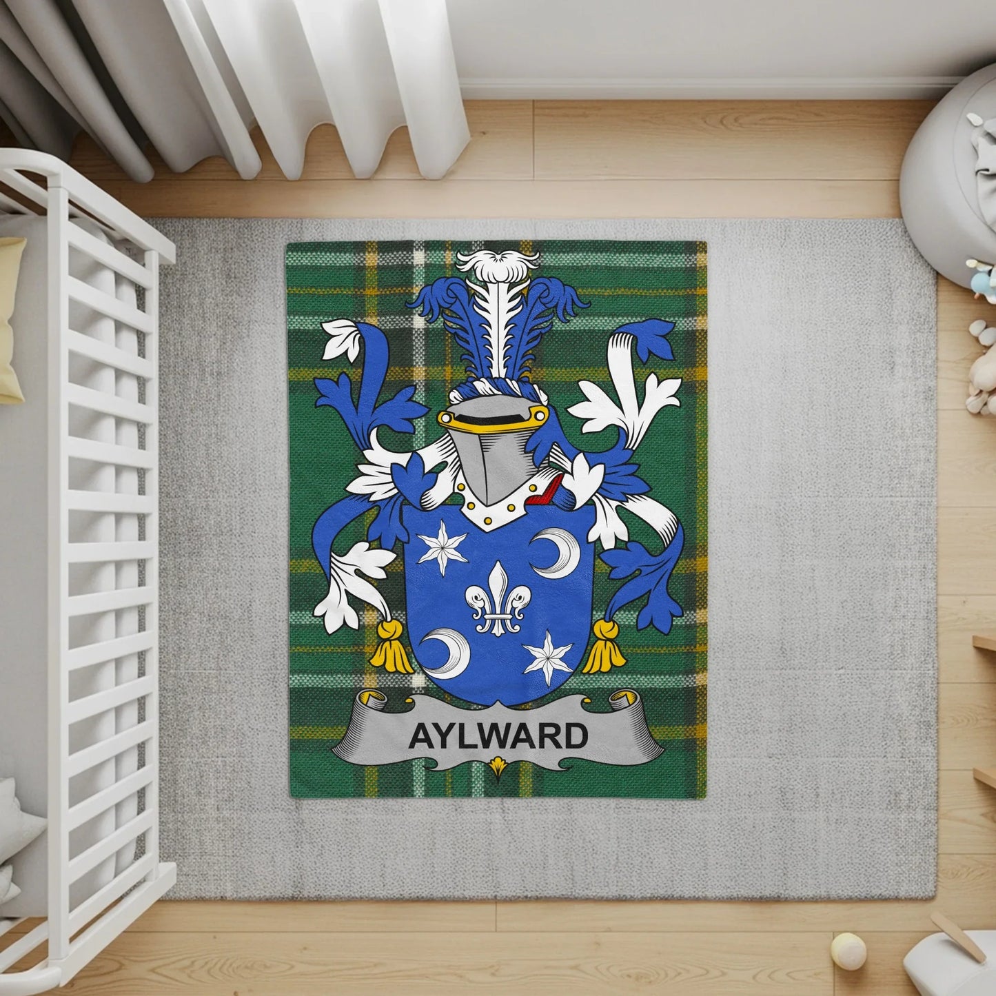 Custom Aylward Family Crest Personalized Rug product type