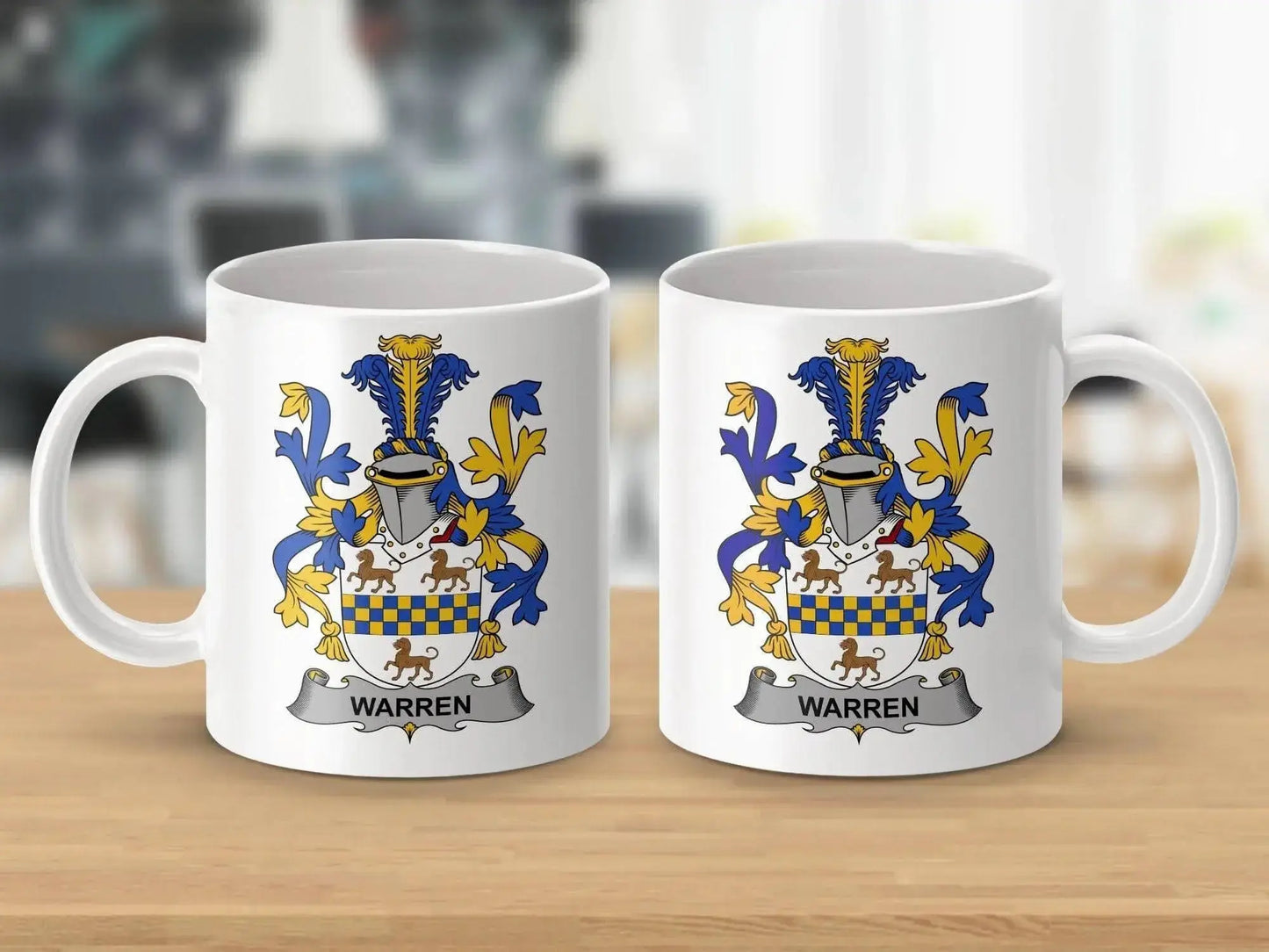 Warren Family Crest Detailed Design Coffee Mug - Celtic Ancestry Gifts
