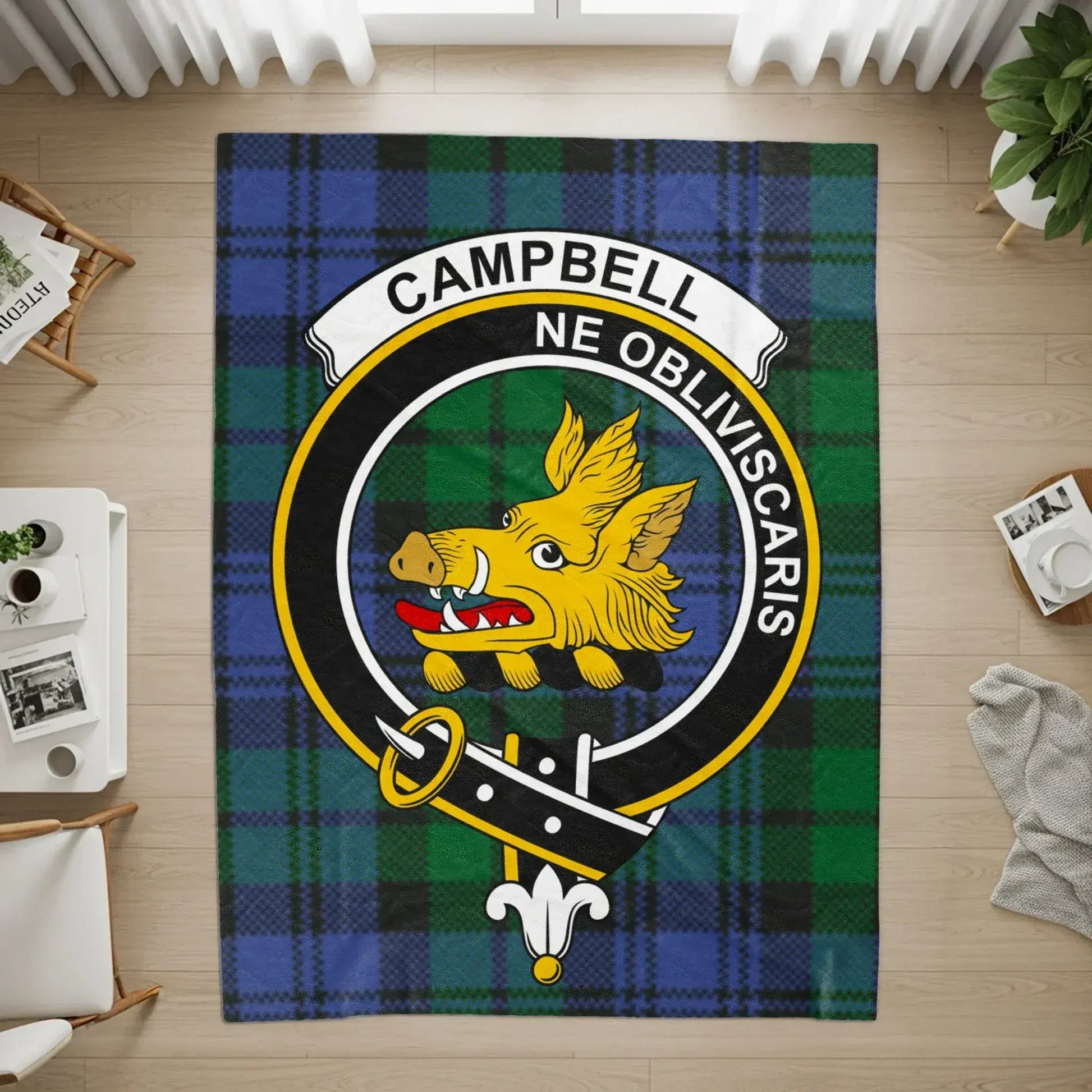 Campbell Clan Crest Scottish Tartan Design Rug product