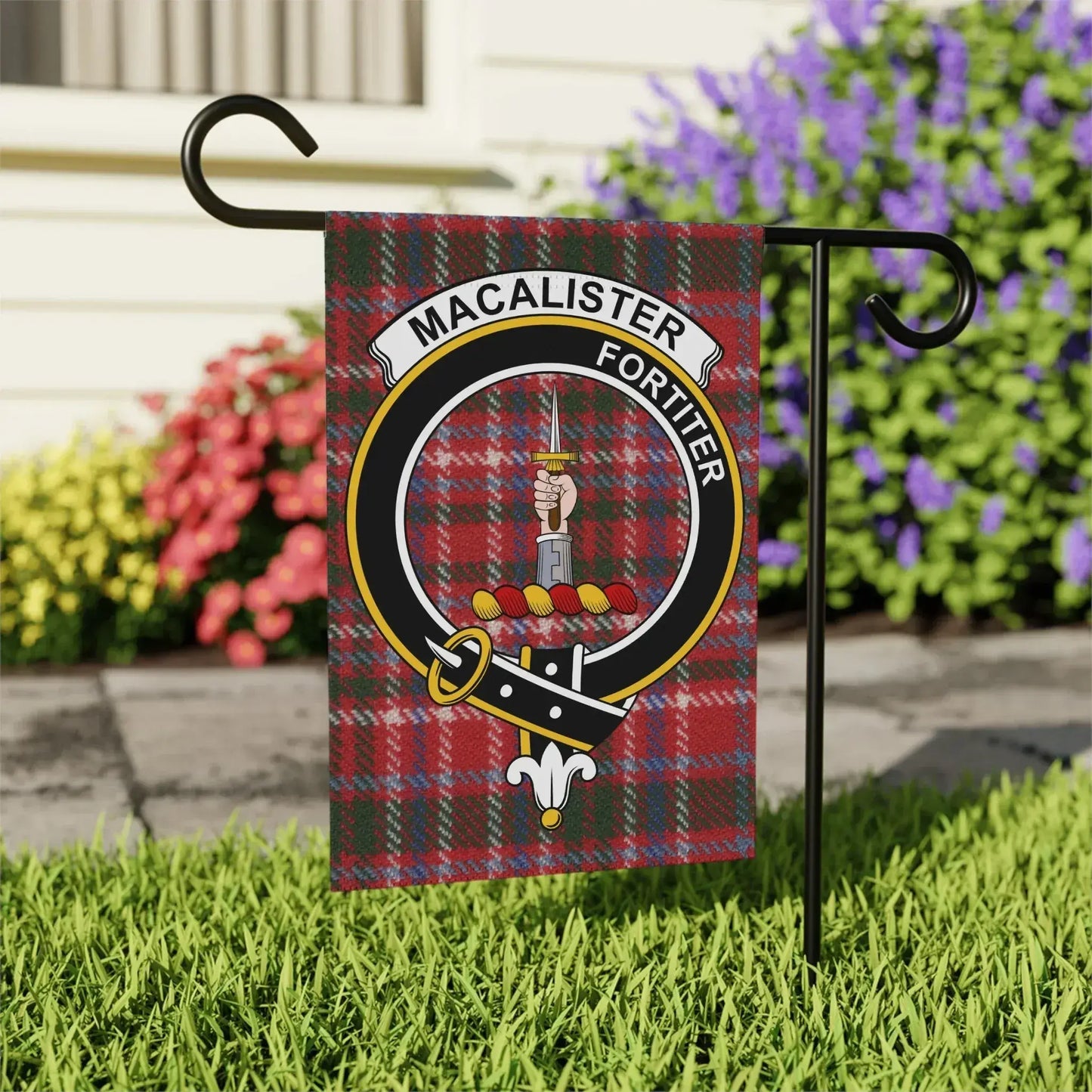 Macalister Fortiter Red Tartan Garden Flag product