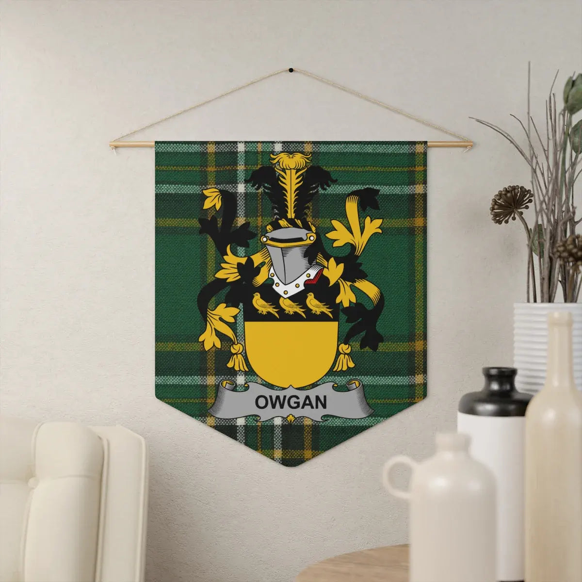Owgan Family Crest Tartan Shield Wall Hanging product