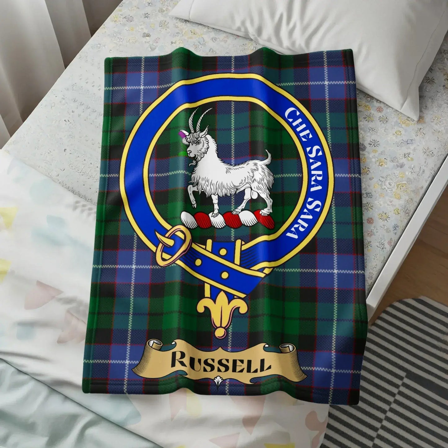 Personalized Russell Tartan Blanket Cozy Bed Product