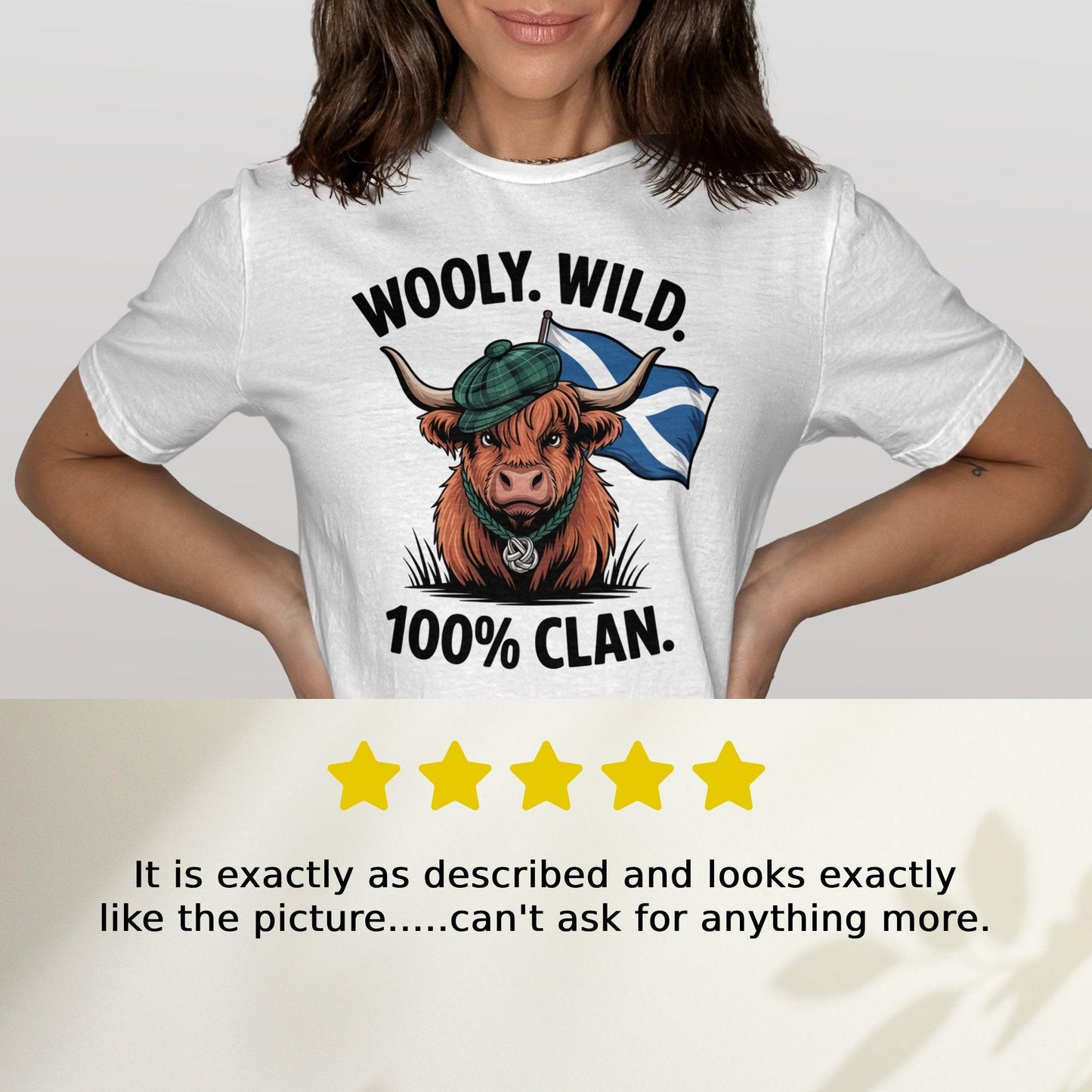 Wooly Wild 100 Percent Clan Highland Cow T-Shirt - Celtic Ancestry Gifts