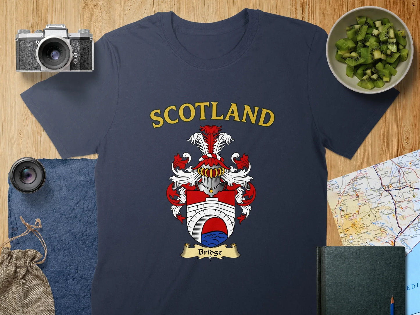 Scotland Bridge Emblem Design Blue T-shirt product