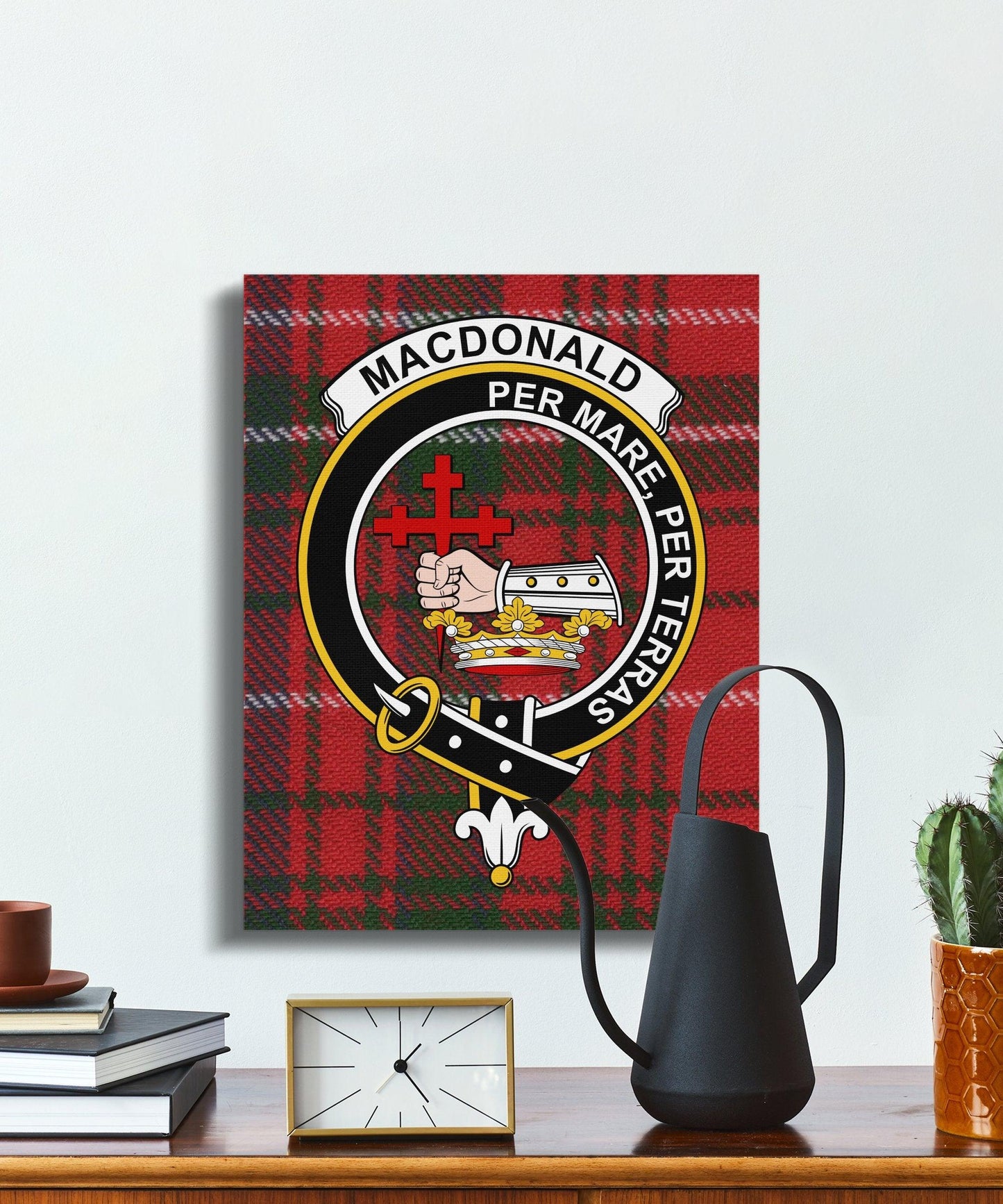 Macdonald Scottish Tartan Crest Canvas Wrap - Celtic Ancestry Gifts