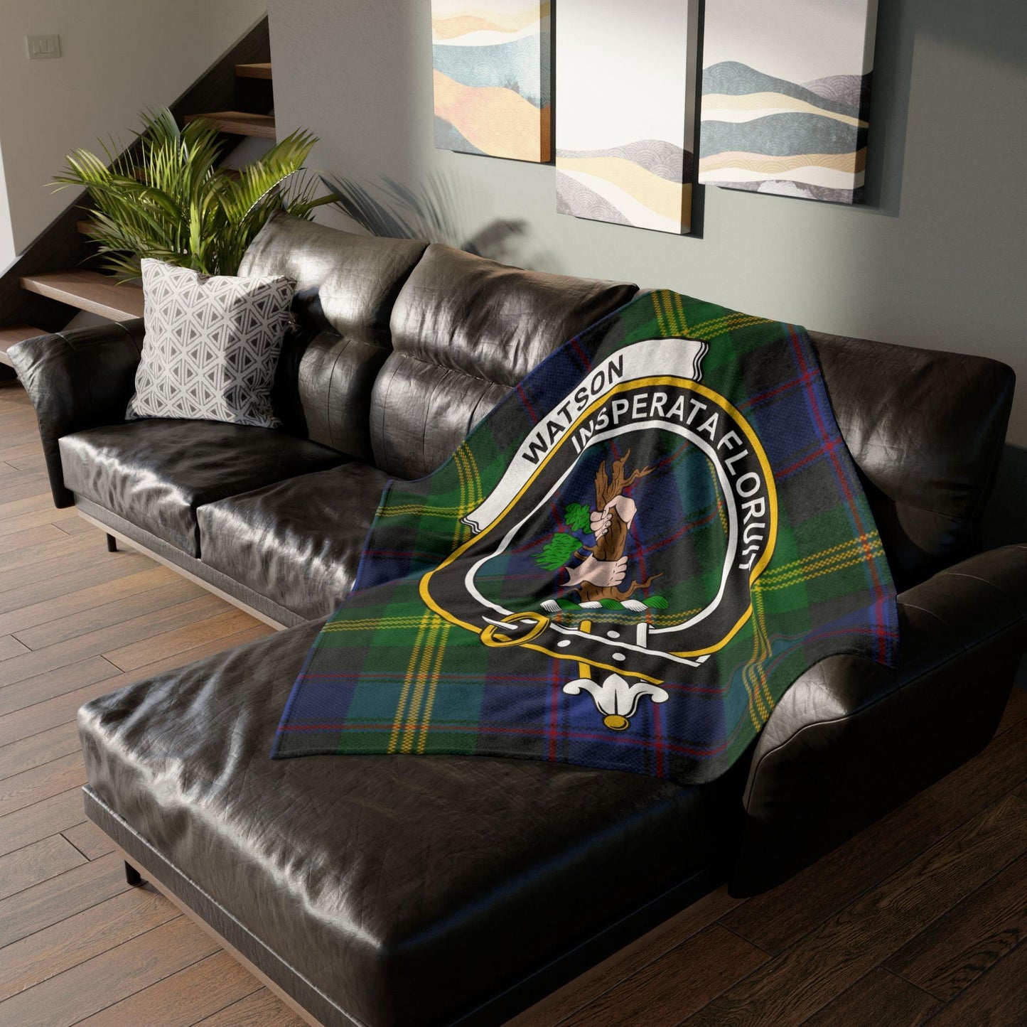 Watson Clan Tartan Blanket – Scottish Crest Throw - Celtic Ancestry Gifts