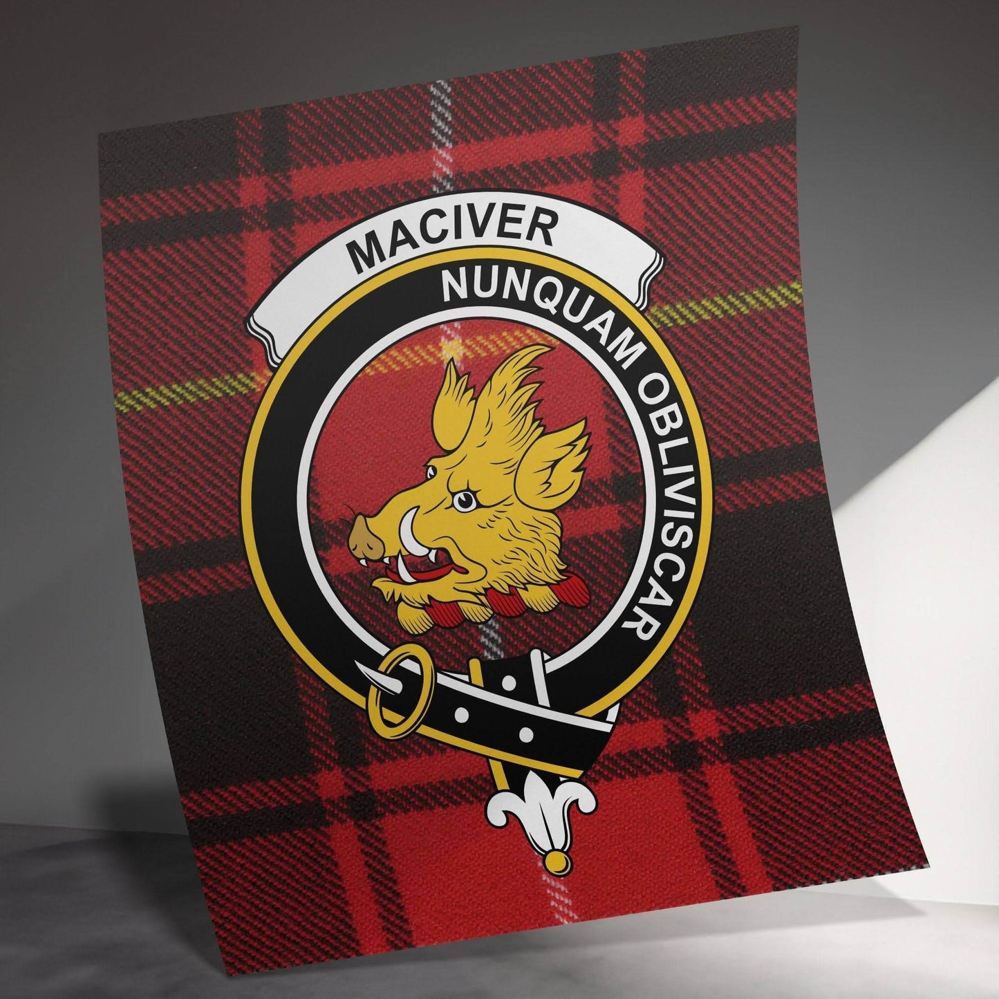 MacIver Scottish Clan Crest Tartan Poster Canvas Wrap - Celtic Ancestry Gifts