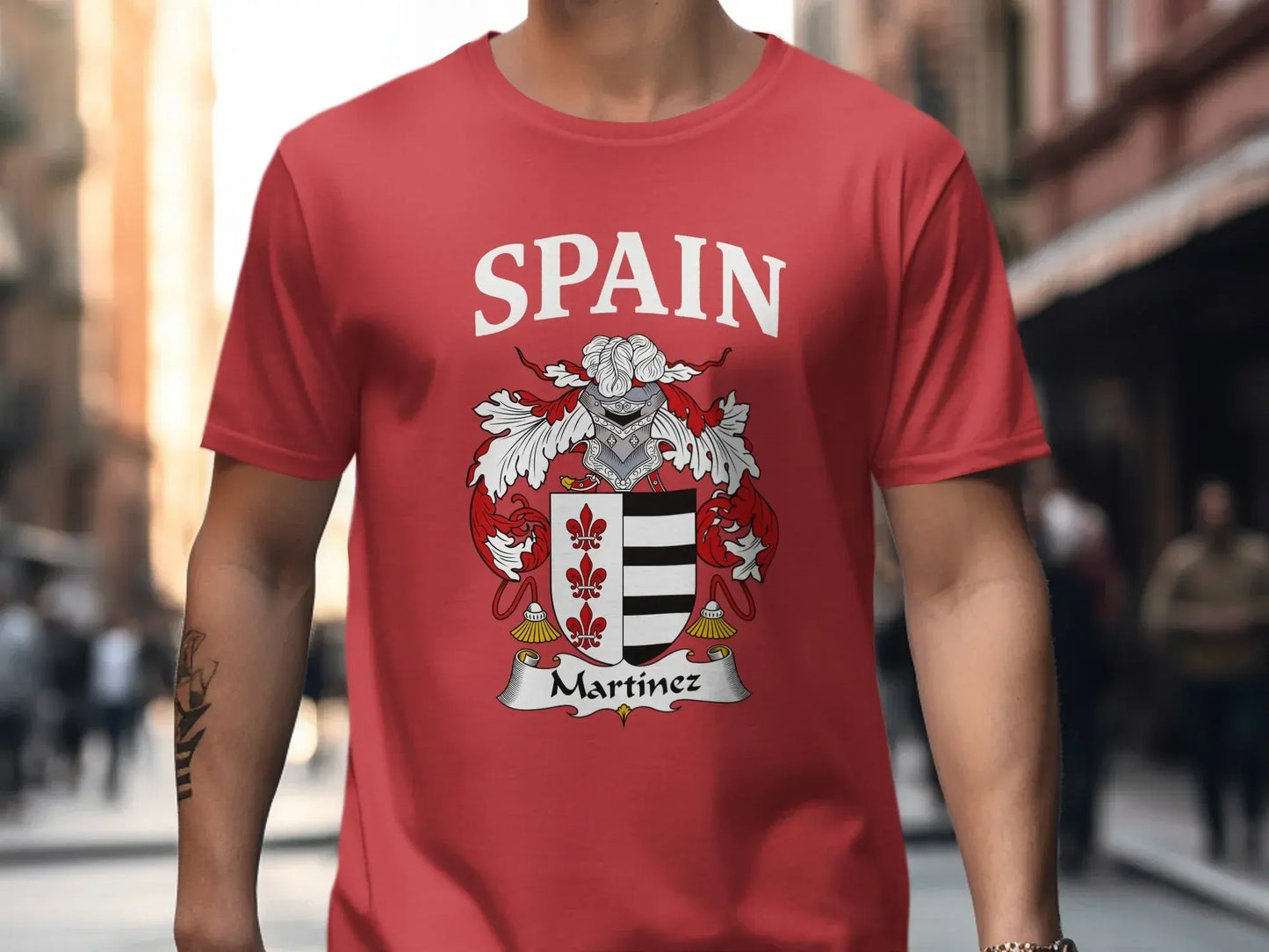 Spain Martinez Family Crest Red T-shirt product type