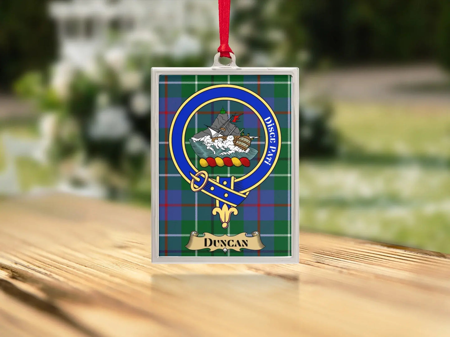 Colorful Duncan Tartan Crest Hanging Ornament product type