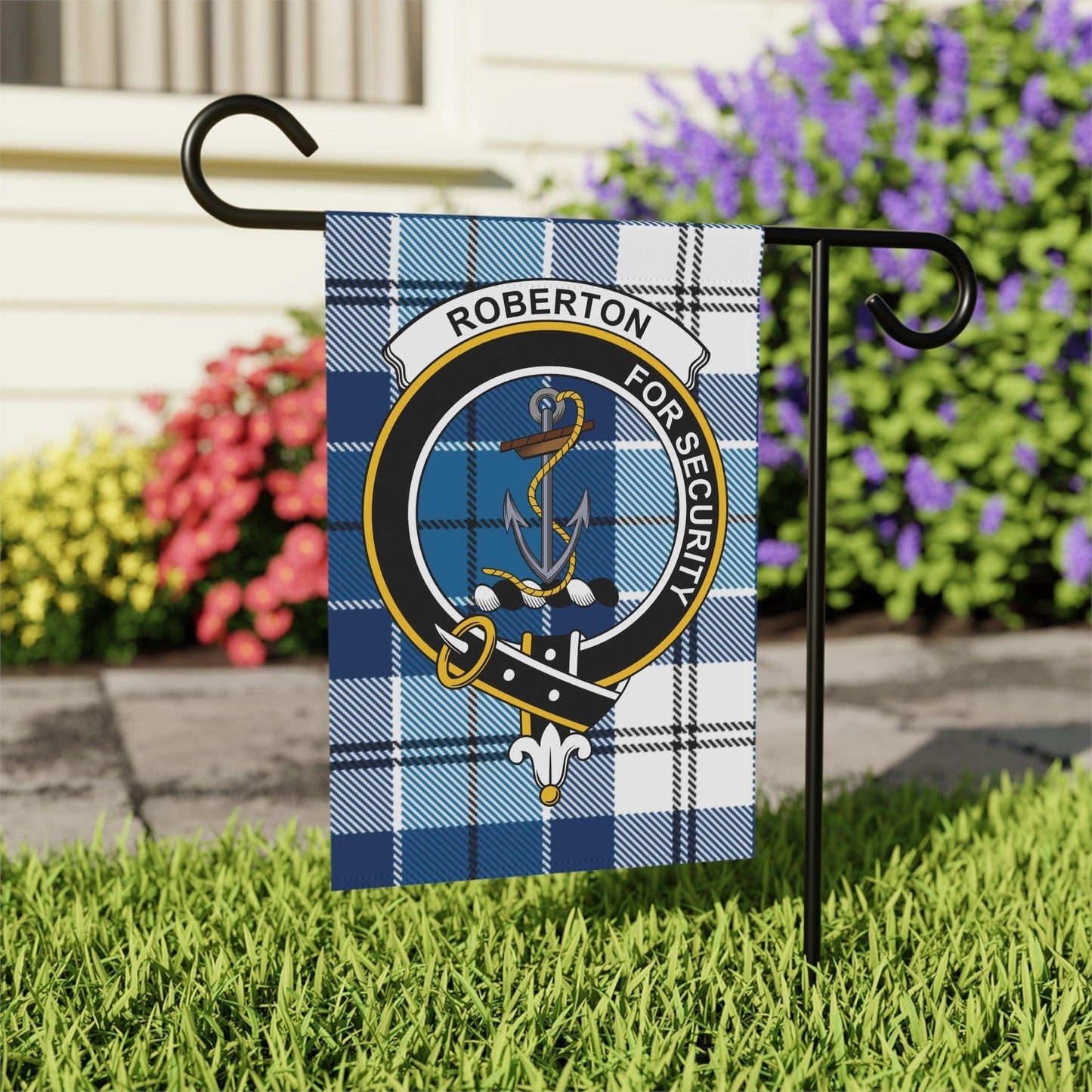 Robertson Clan Scottish Tartan Crest Garden Flag - Celtic Ancestry Gifts