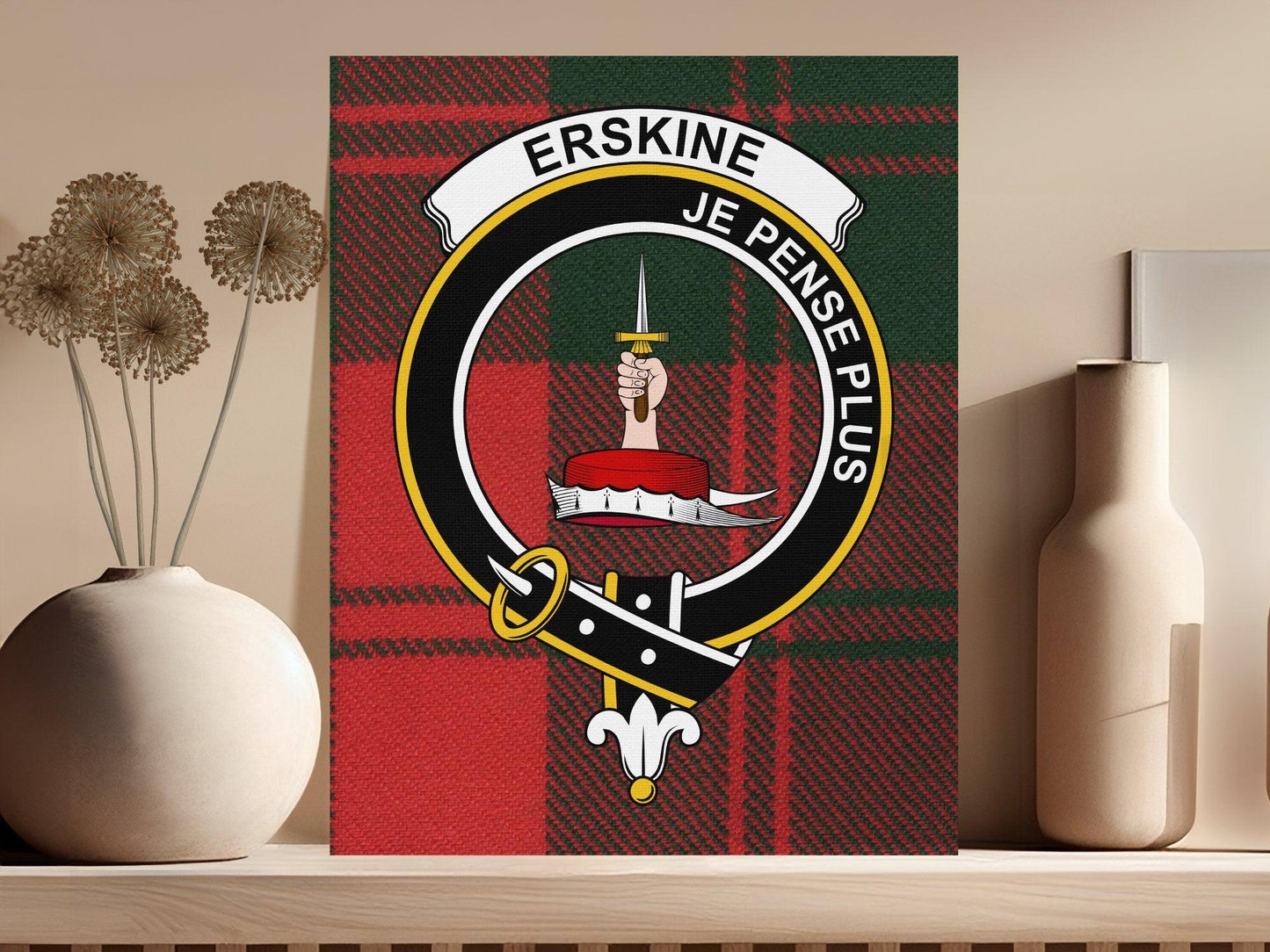 Erskine Je Pense Plus Tartan Clan Badge Poster product
