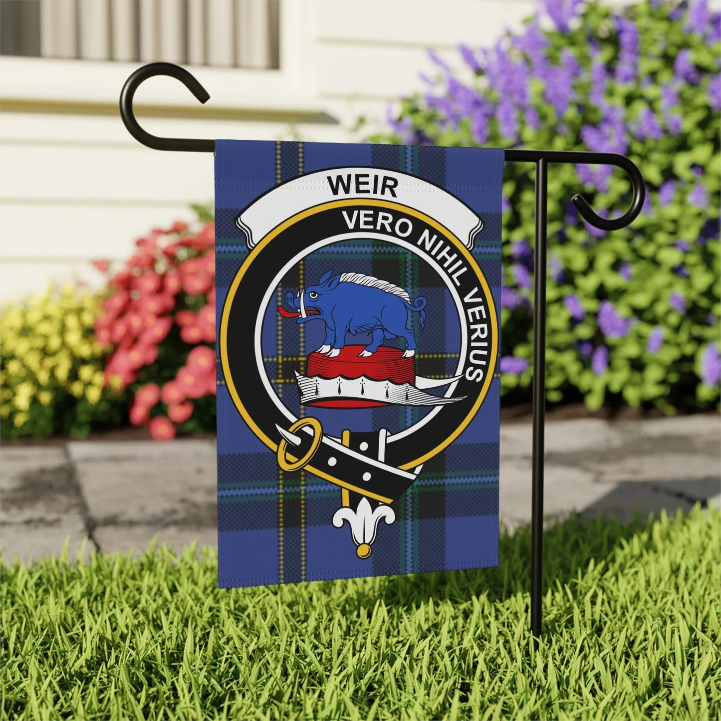 Weir Vero Nihil Verius Crest Garden Flag product
