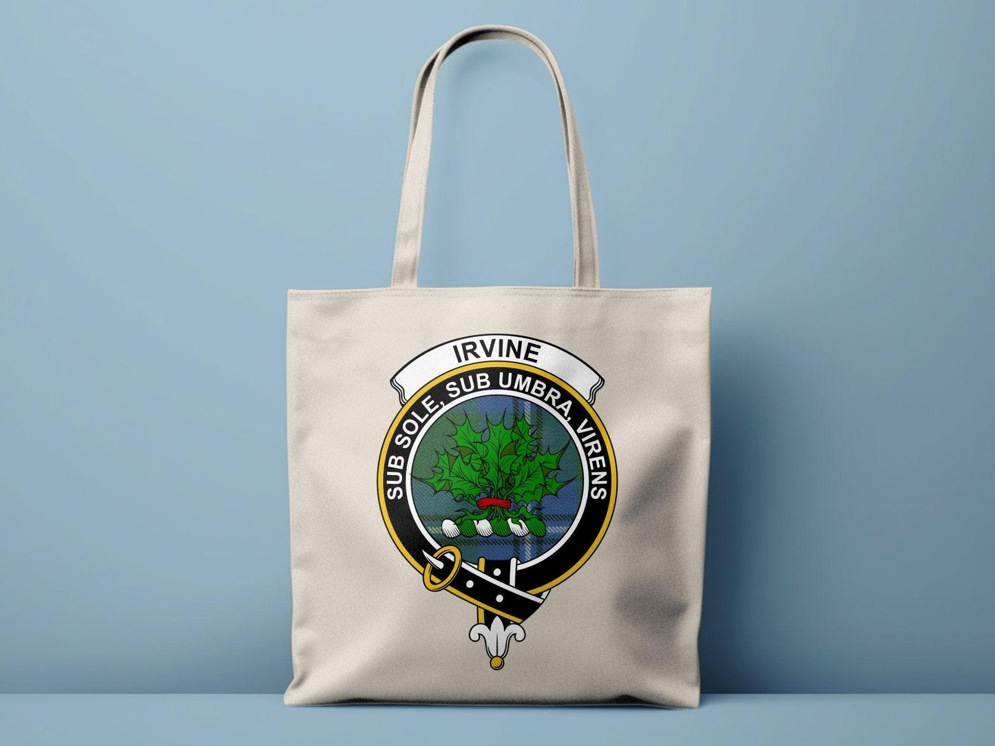 Irvine Scottish Clan Crest Tartan Tote Bags - Celtic Ancestry Gifts