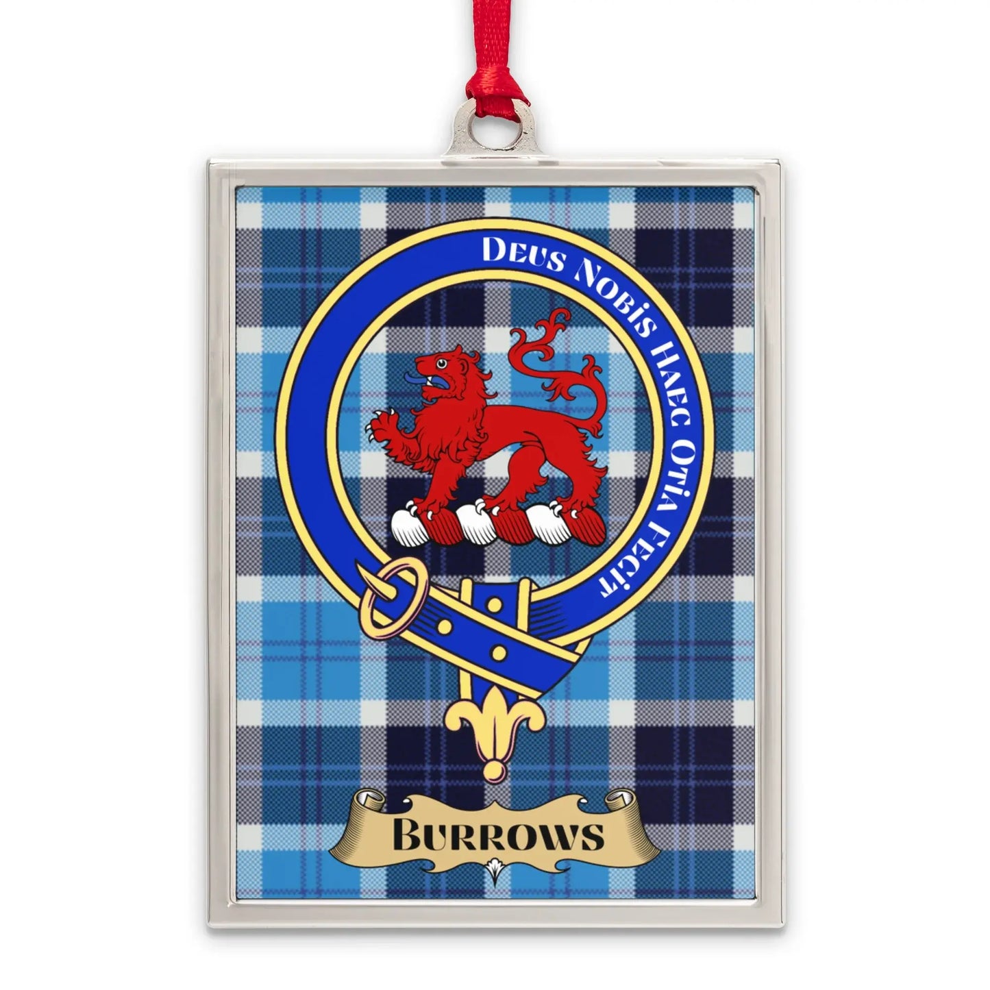 Blue and Red Family Crest Plaid Pattern Product