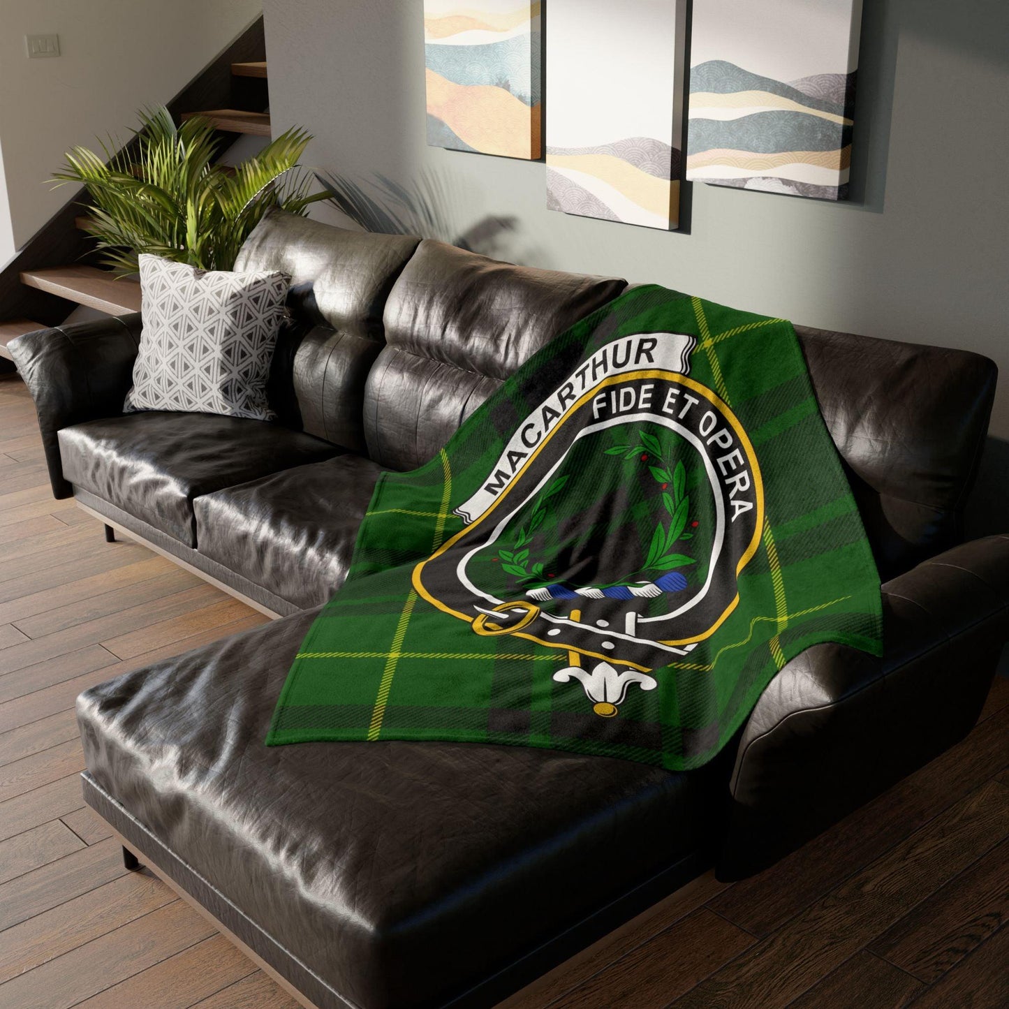 MacArthur Clan Tartan Blanket – Scottish Crest Throw, Soft & Cozy