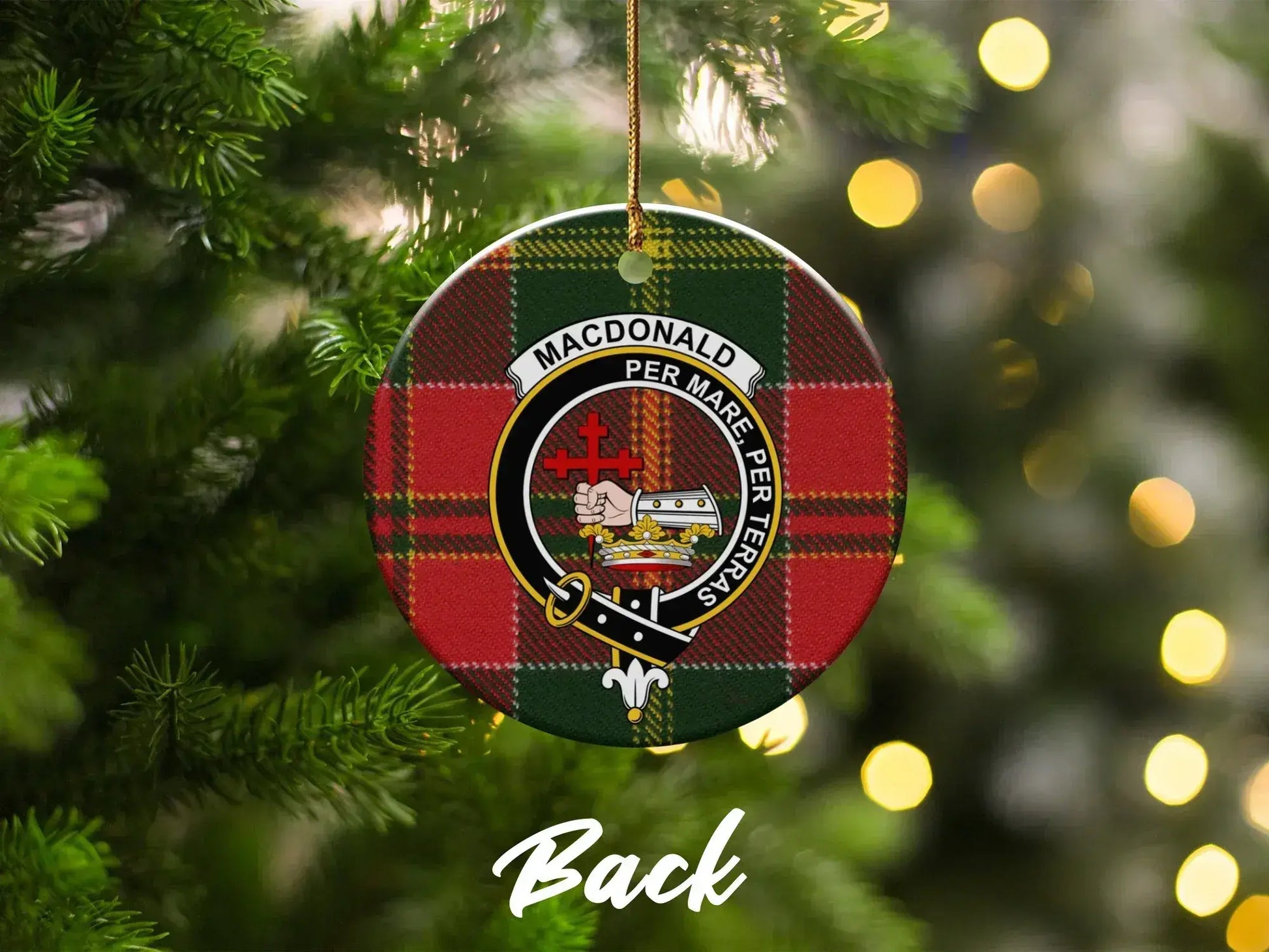 Macdonald Crest Tartan Pattern Holiday Ornament product