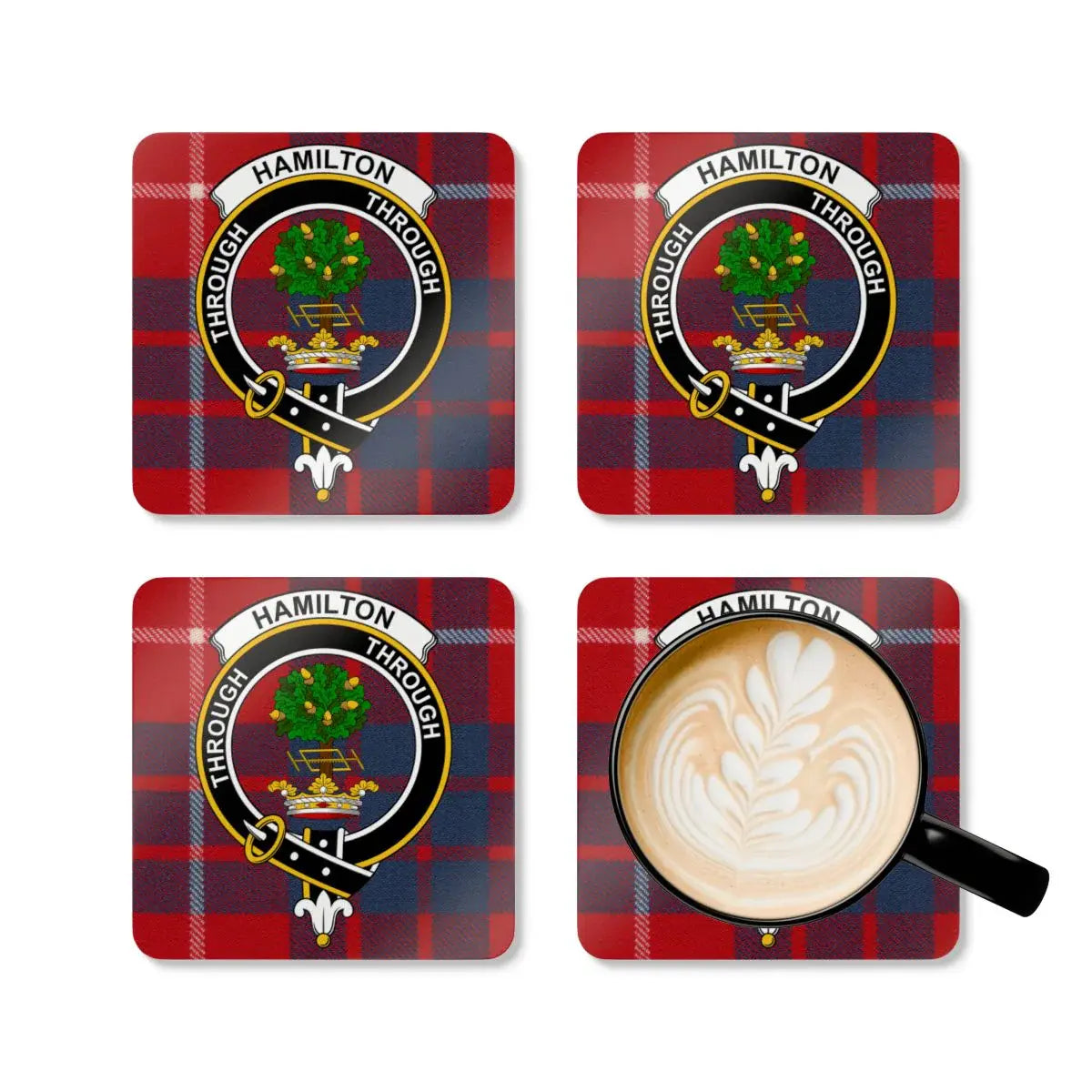 Clan Hamilton Tartan Plaid Coaster Set product type