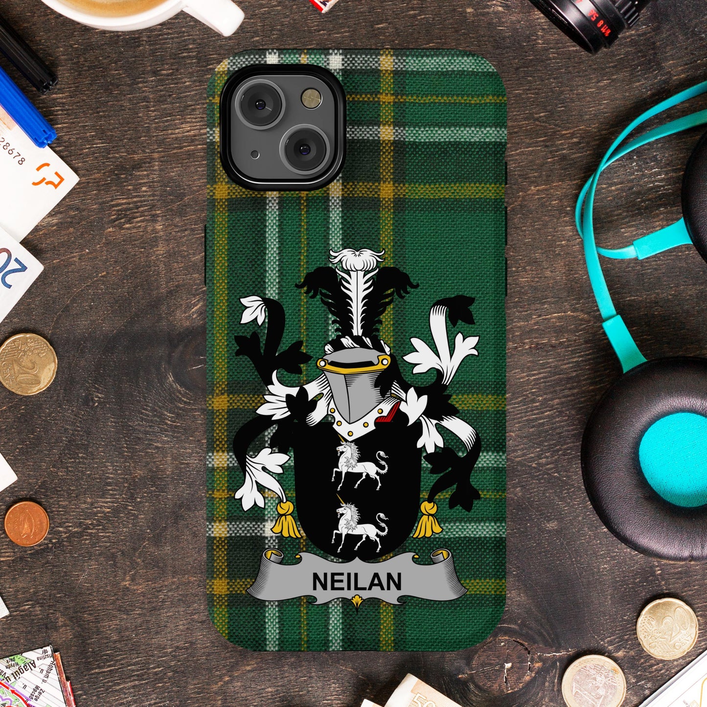 Personalized Green Checker Family Crest Phone Case product