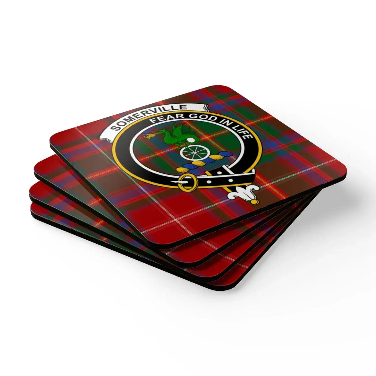 Somerville Fear God In Life Plaid Pattern Coaster product