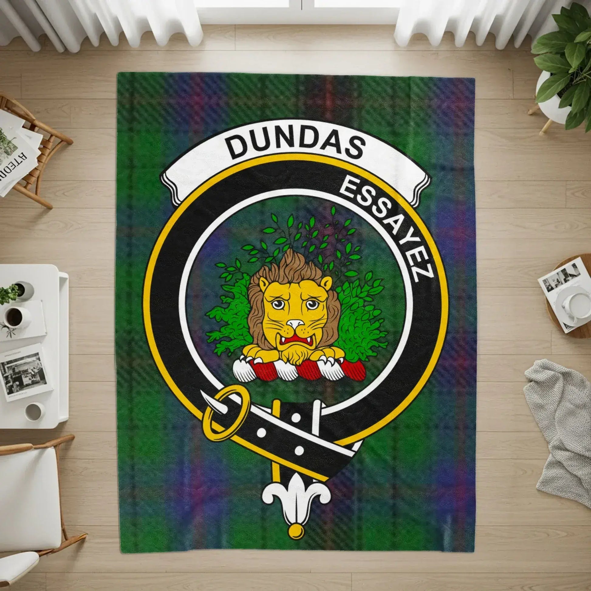 Dundas Essayez Scottish Tartan Clan Crest Rug product type